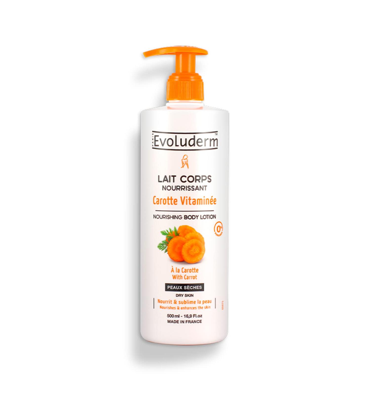 Evoluderm Carrot Body Lotion 500ml | Nourishing Solution for Healthy & Dry Skin | International Shipping Available - Buy Online on GoSupps.com