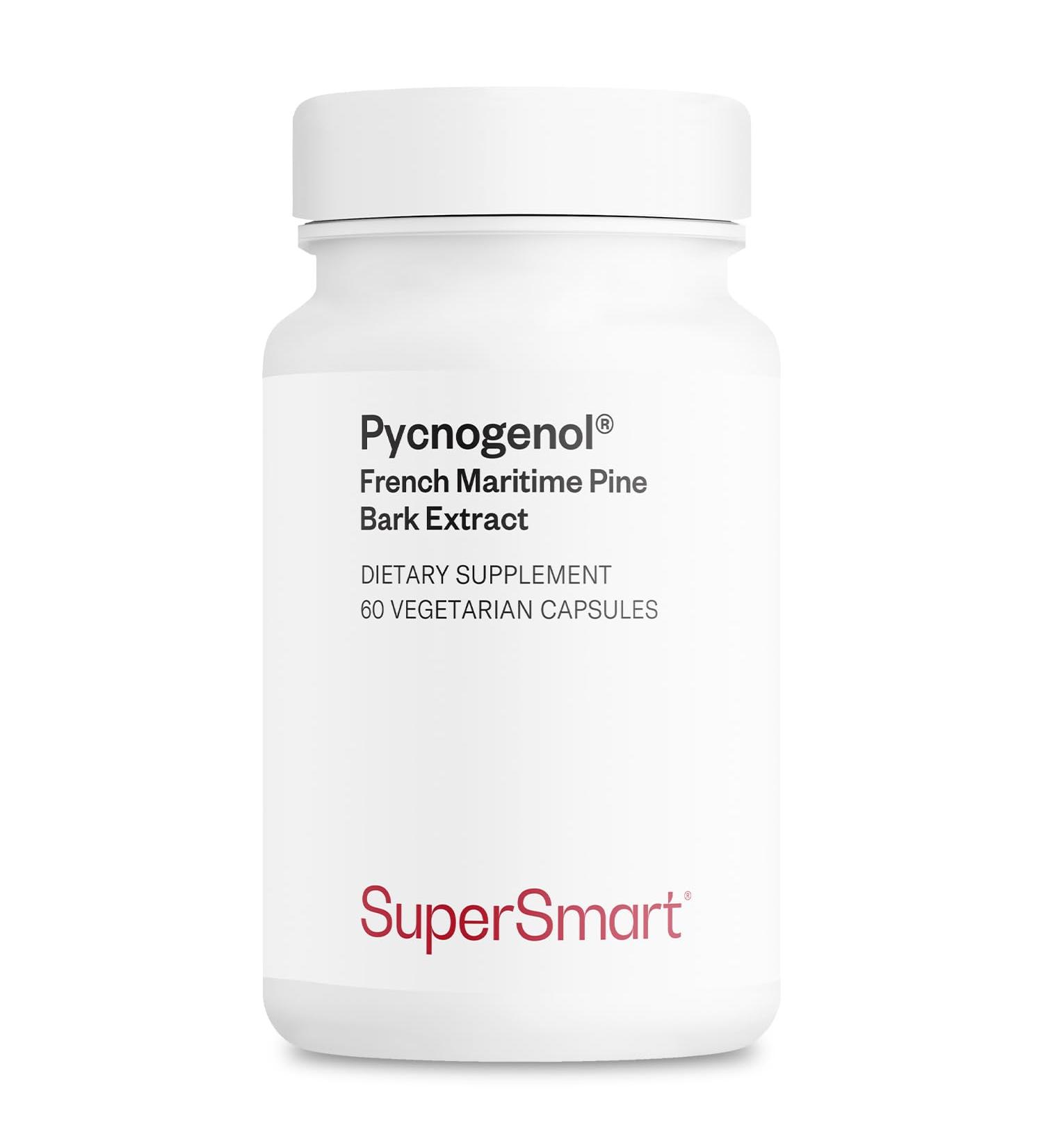 Supersmart - Pycnogenol 200mg per Day (Patented & Highly Bioavailable) - French Maritime Pine Bark Extract | Non-GMO & Gluten Free - 60 Vegetarian Capsules - Buy Online on GoSupps.com