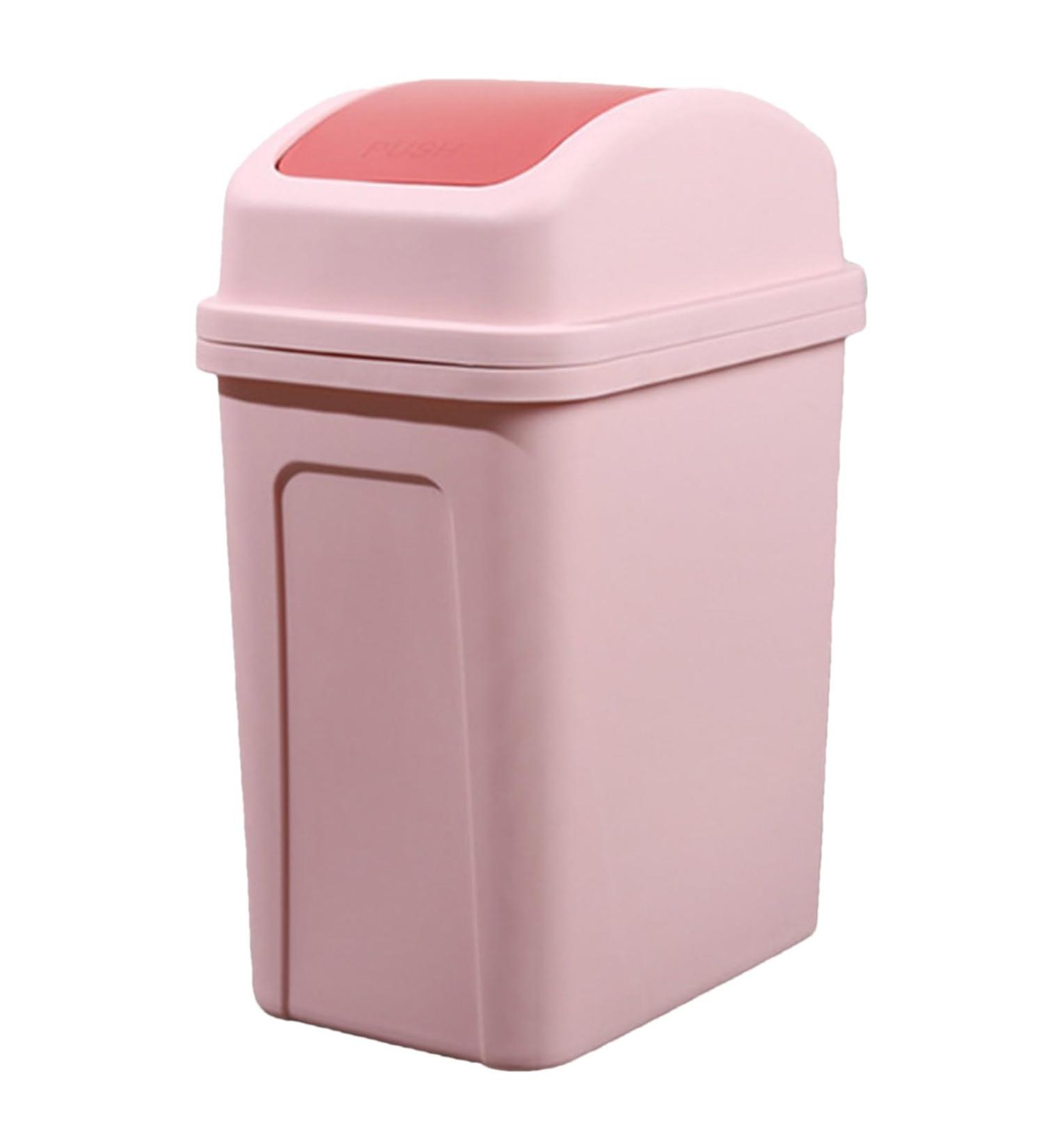 Dual Swing Lid Trash Can - Large Capacity Press-Type Garbage Bin for Home Kitchen Hotel Bathroom & Office - Pink - Buy Online on GoSupps.com
