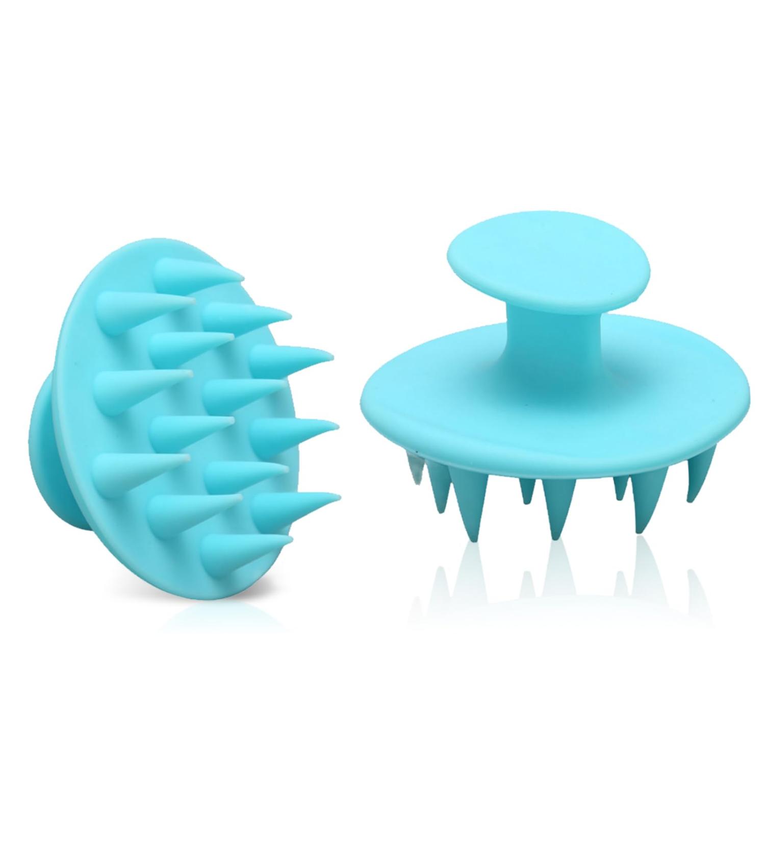Scalp Massage Shampoo Brush Set - 2 Silicone Head Skin Scrubbers for Dandruff Removal & Hair Care - Wet & Dry Use - Buy Online on GoSupps.com
