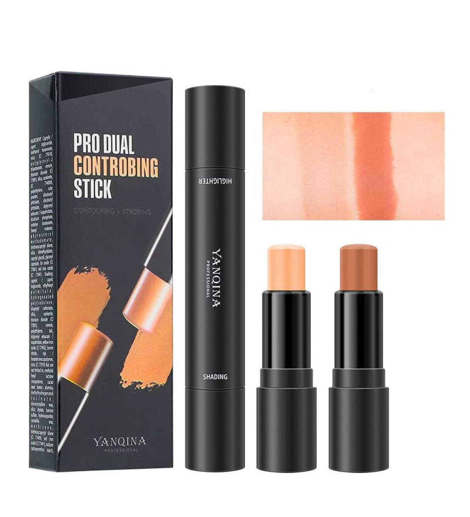 PICKX Highlighter Stick Contouring Stick Concealer Contour Dual 2-in-1 Makeup Concealer Contour Cream Set Lasting Contouring Makeup Set (Natural + Medium Coffee) - Buy Online on GoSupps.com