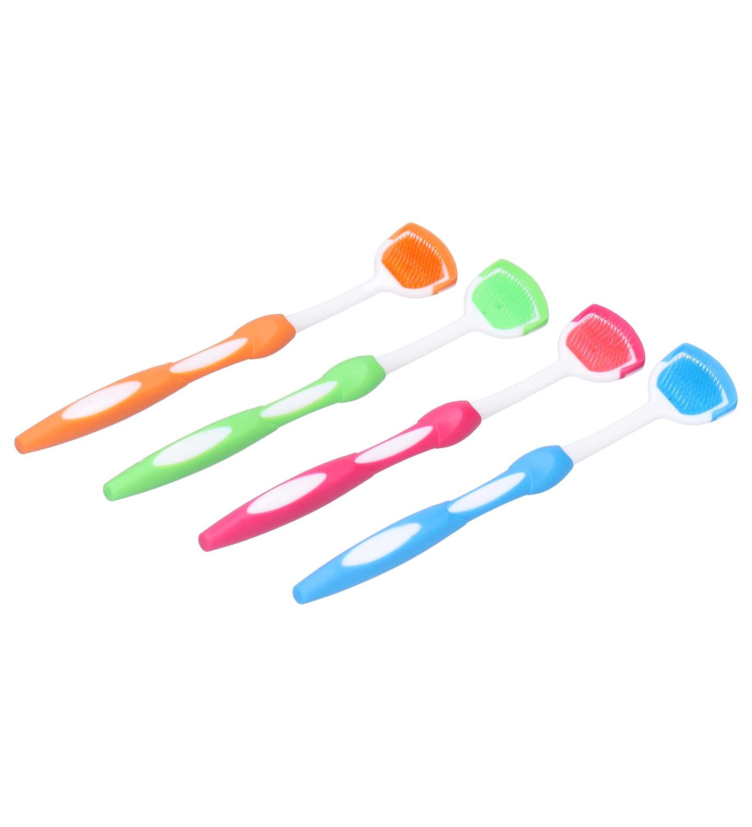 Ultra-Soft Tongue Cleaning Brush & Scraper - 4-Part Set for Adults & Kids | Travel-Friendly Oral Care - Buy Online on GoSupps.com