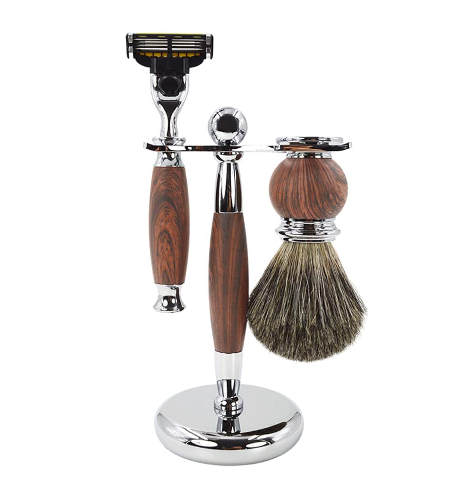 Buy Lefeda Simply Shaving Brush Set for Men - Stylish Metal Handle Hair Removal Brush Holder - 9.5x15cm Silver - International Shipping Available - Buy Online on GoSupps.com