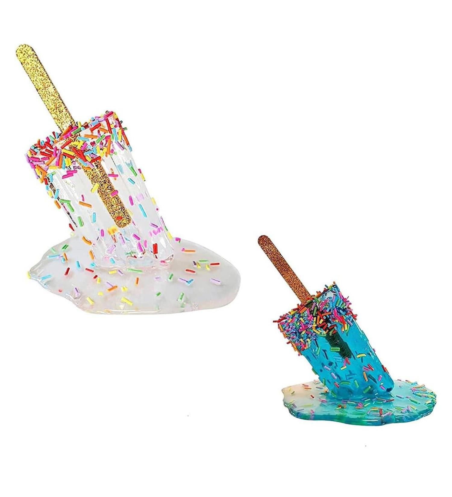 Cosmin Set of 2 Ice Cream Decorations on Stem Melting Ice Cream Ornaments on Stem Ice Cream Statues Summer Cool Ice Cream on Stem Decoration -B - Buy Online on GoSupps.com