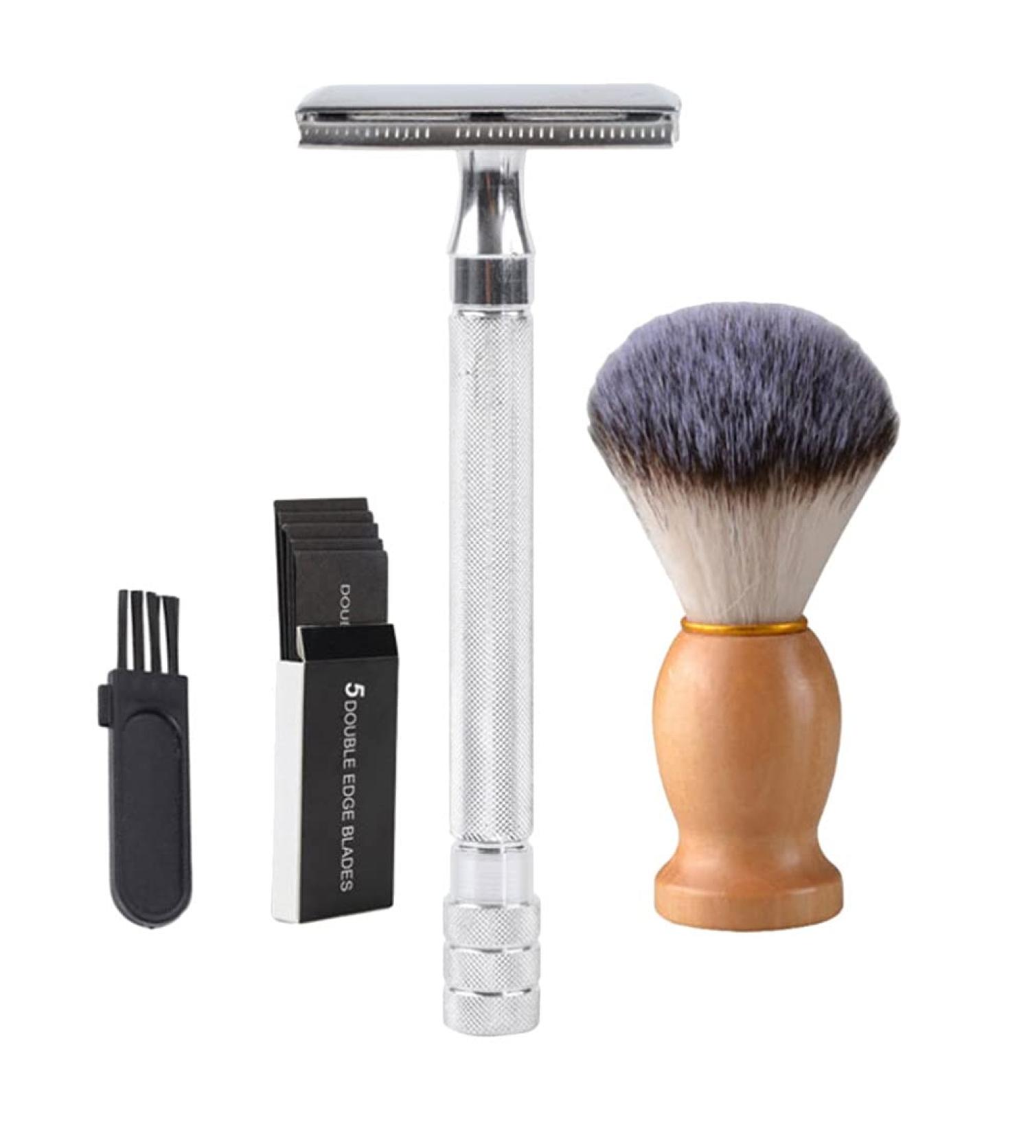 Lurrose Vintage Manual Safety Razor Set for Men - Classic Shaving Kit with Hand Brush - International Shipping Available - Buy Online on GoSupps.com