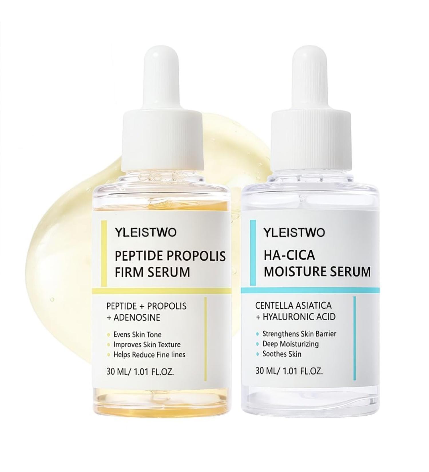 Peptide & Propolis Serum Duo with CICA & Hyaluronic Acid Hydrating & Firming Face Treatment Helps Visibly Reduce Look of Fine Lines & Wrinkles 2-Pack - Buy Online on GoSupps.com