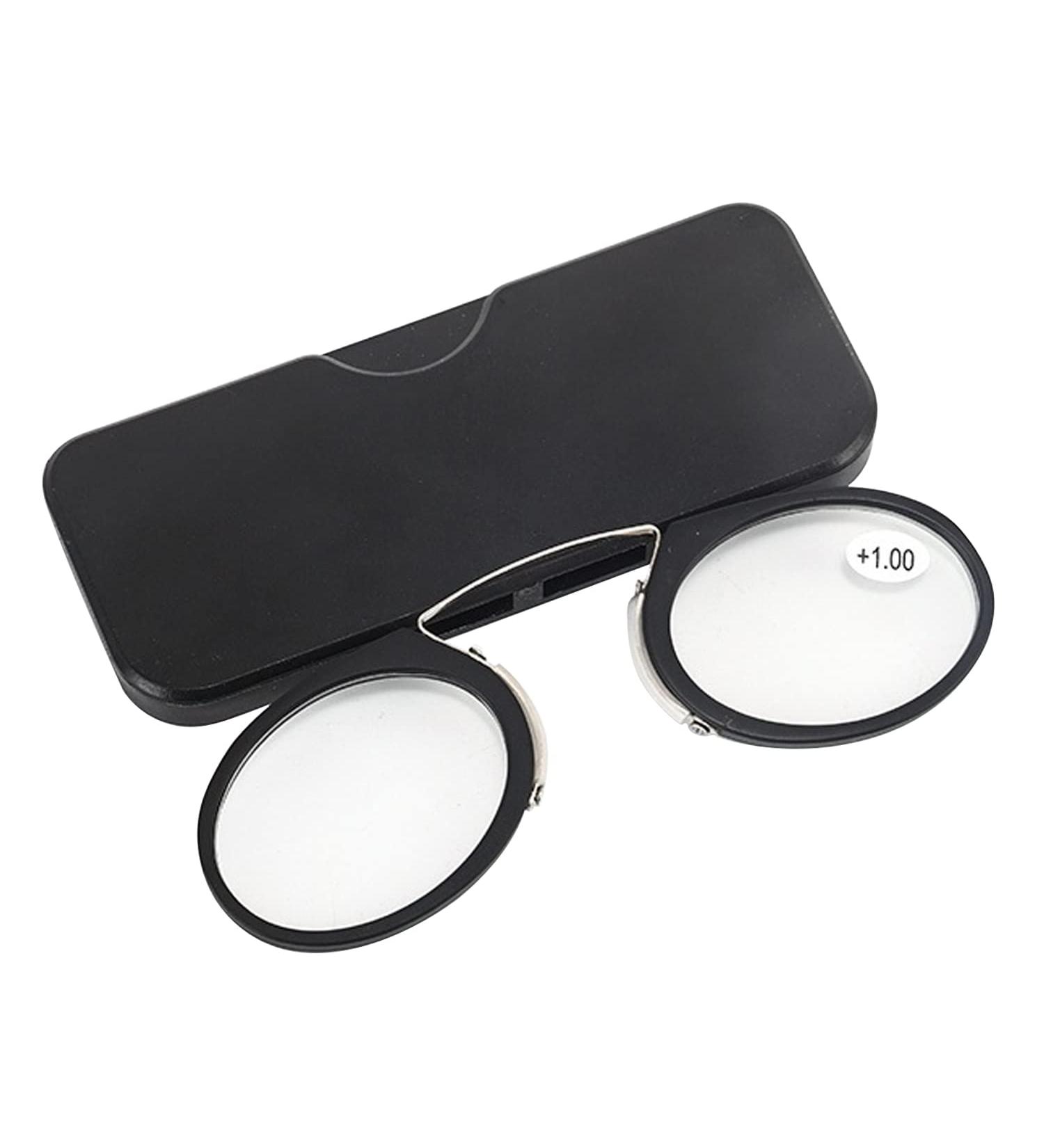 GERUI 2.0 Diopters Reading Glasses for Men & Women - Rimless Monocle with Mini Nose Clip - Stylish Black Reading Aid - Buy Online on GoSupps.com