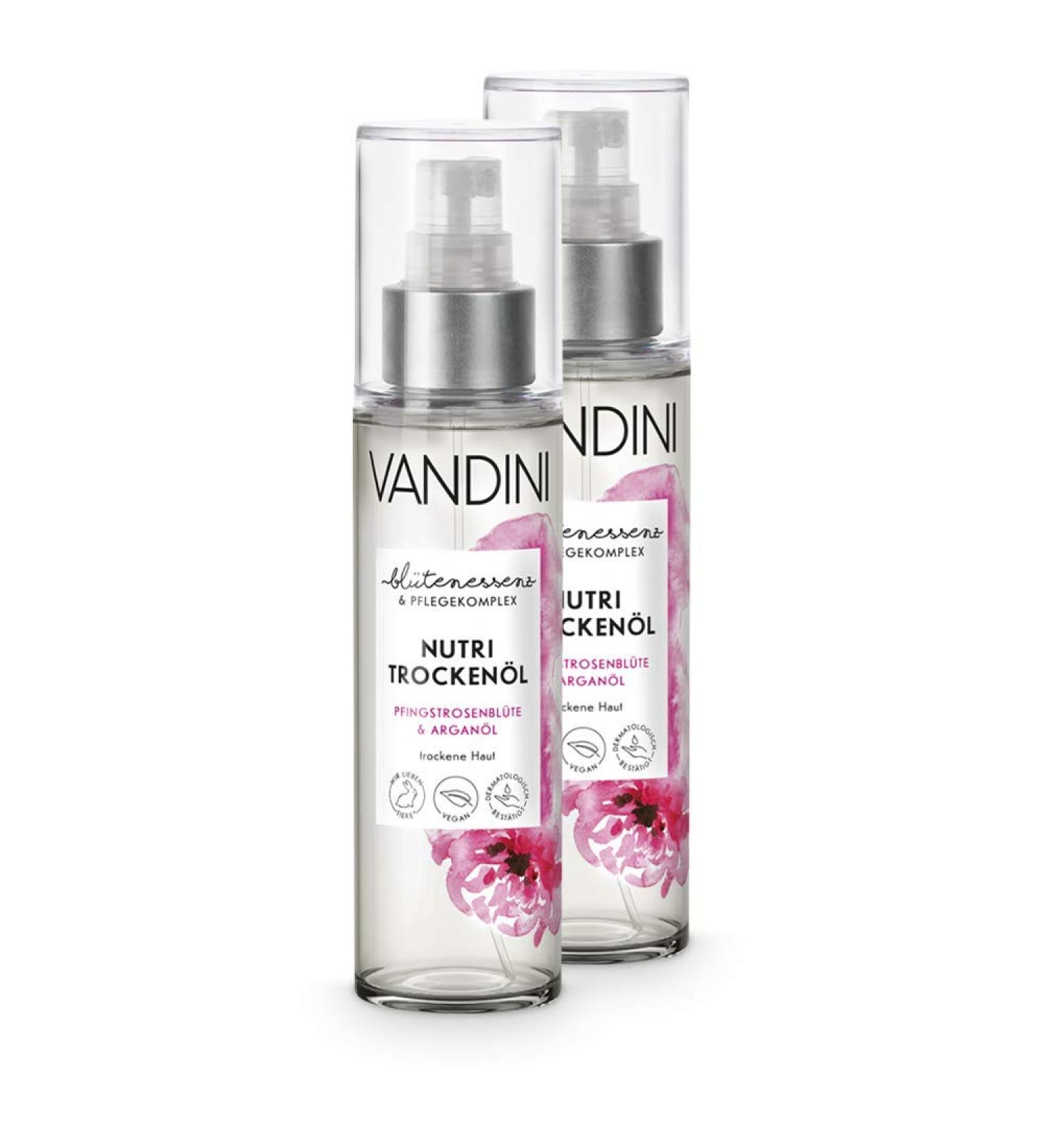 Vandini Nutri Dry Oil Spray with Peony & Argan Oil | Vegan Body Oil for Dry Skin | 2x100ml - Paraben & Silicone Free - Buy Online on GoSupps.com
