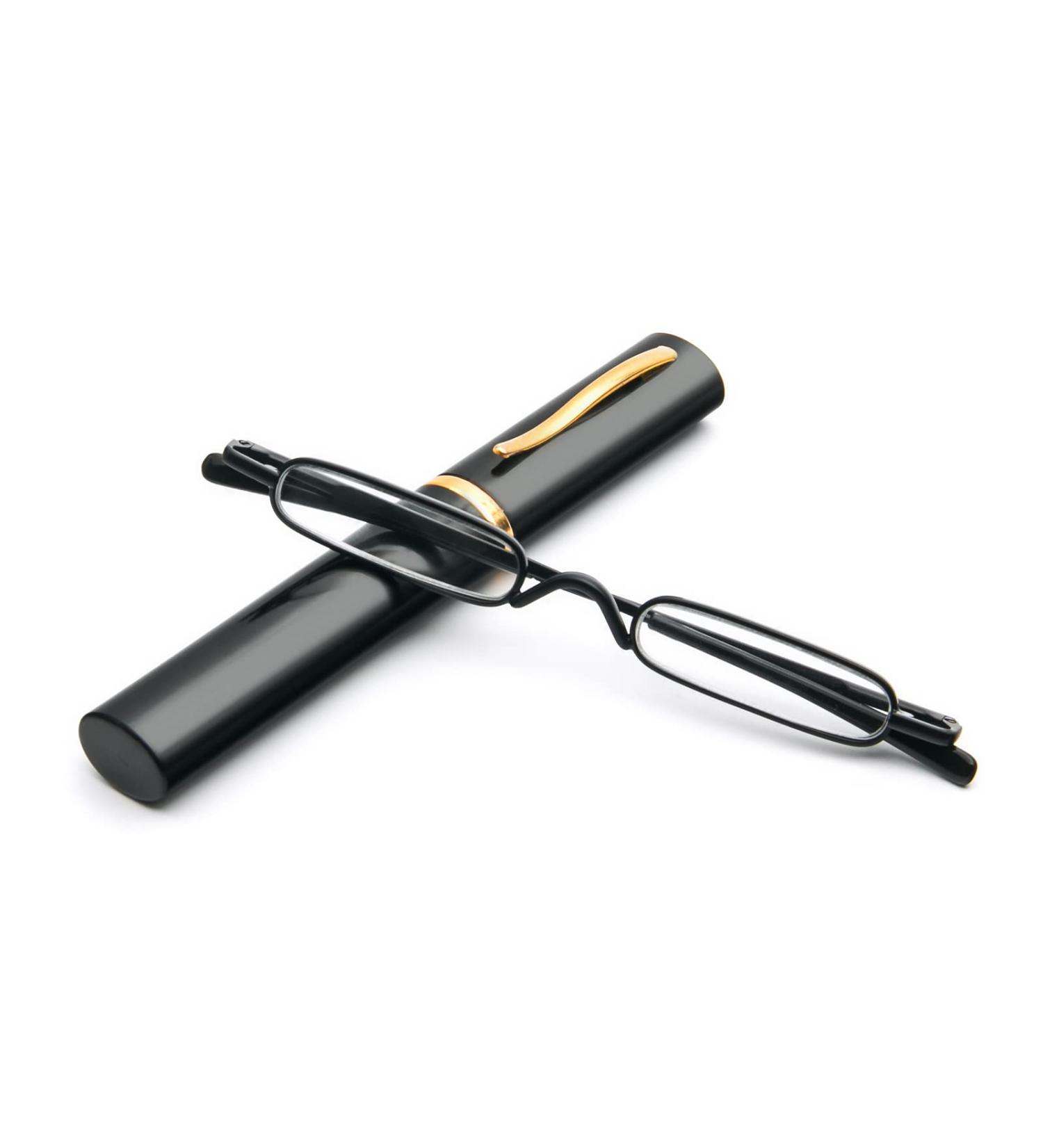 KoKoBin Mini Slim Reading Glasses +2.0 - Unisex Spring Hinge Metal Visual Aid with Case (Black) | International Shipping - Buy Online on GoSupps.com