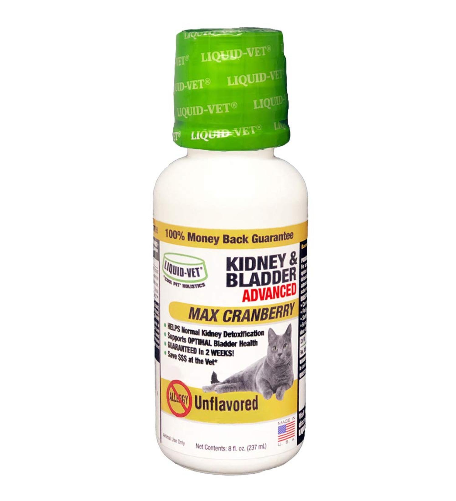Liquid-Vet Advanced Kidney & Bladder Supplements for Cats with Cranberry + D-Mannose | Cat Kidney Support | Cat Urinary Tract Health Unflavored 8 - Buy Online on GoSupps.com