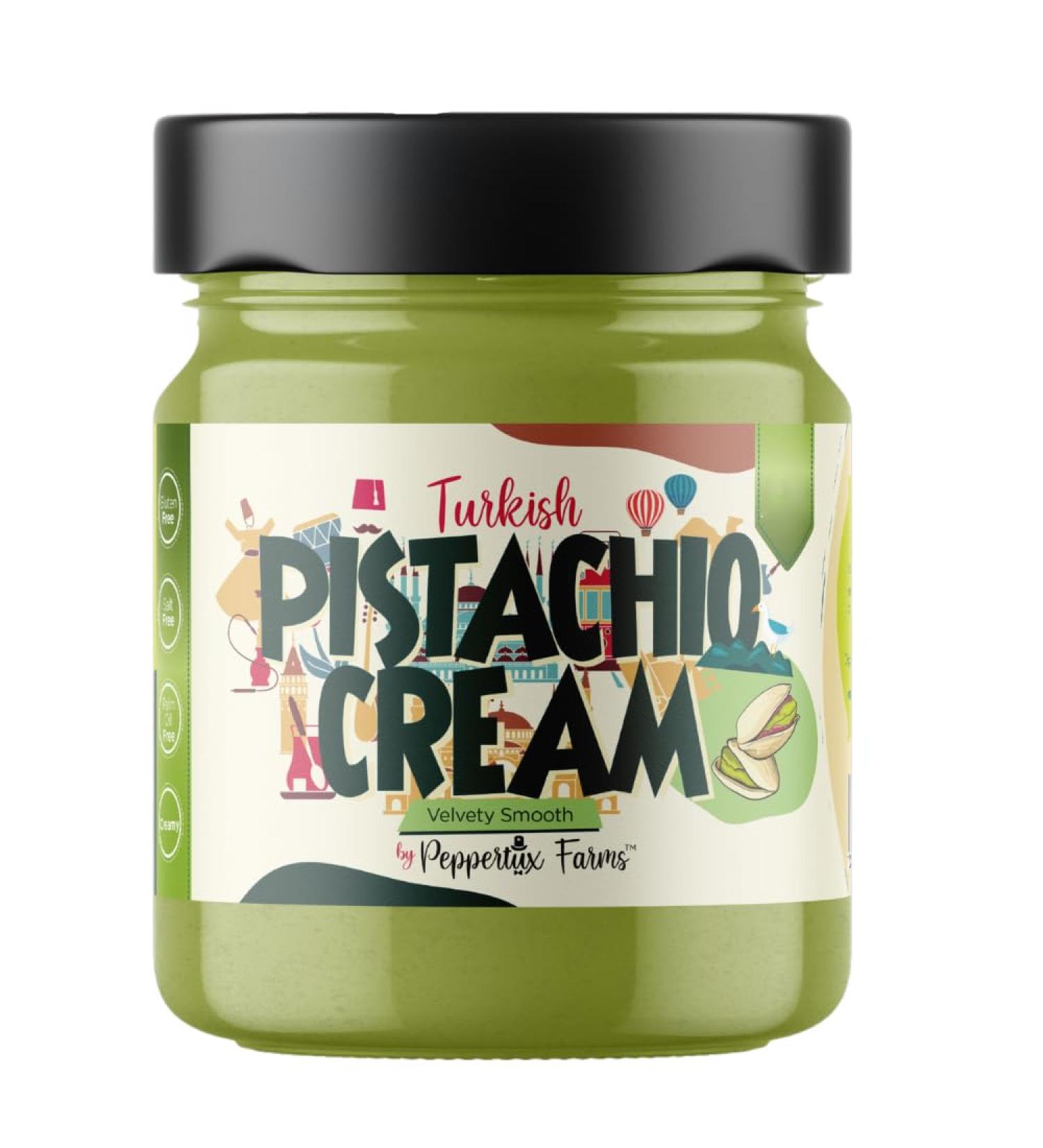 Peppertux Farms Pistachio Cream - 100% Pure & Natural Pistachio Butter Vegan Spread - High Protein Turkish Pistachio Cream - 7oz - Buy Online on GoSupps.com
