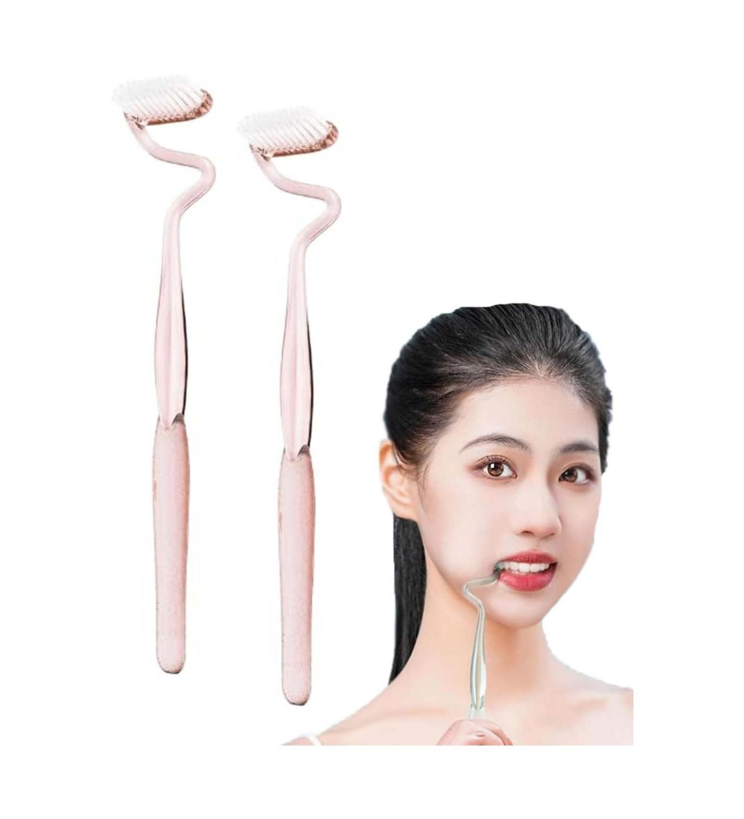 S-Type Vertical Toothbrush for Adults - Pink 2 Pack | Soft Tongue Coating Cleans Interdental Spaces & Massages Gums - Buy Online on GoSupps.com