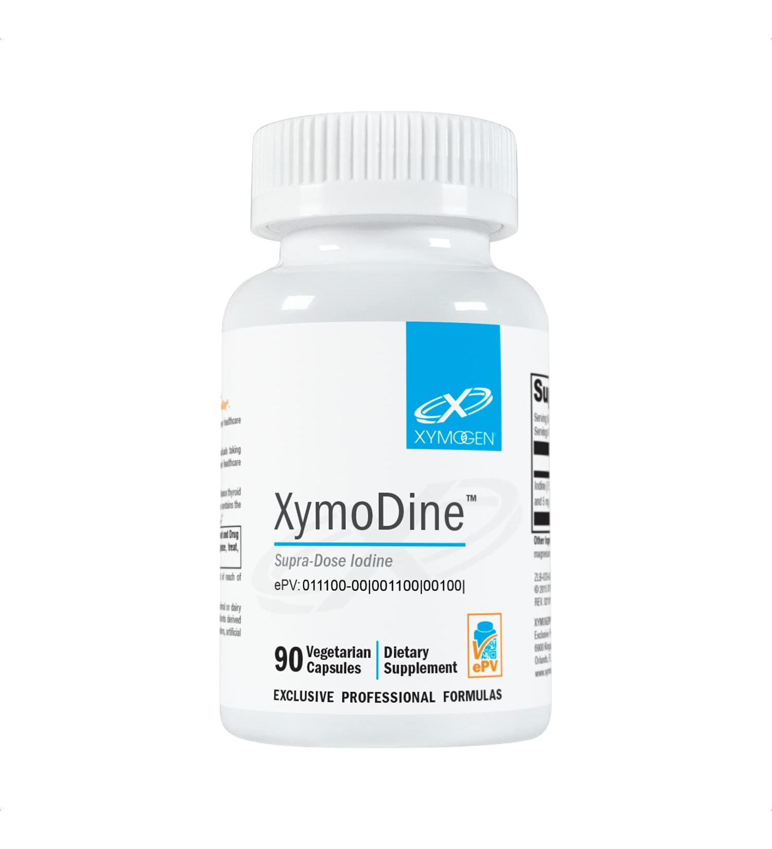 XYMOGEN XymoDine High Potency Iodine Supplement - 12.5g for Healthy Thyroid Hormone Synthesis - Potassium Iodide & Molecular Iodine (90 Capsules) - Buy Online on GoSupps.com
