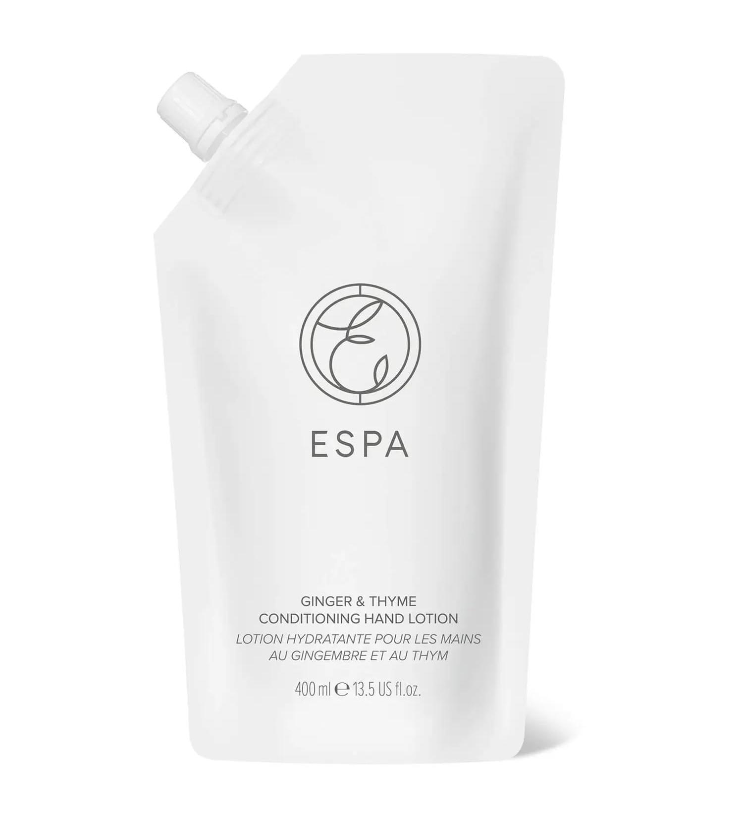 Buy ESPA Ginger and Thyme Conditioning Hand Lotion 400ml Refill Pouch - Sustainable Skincare - Shop Internationally - Buy Online on GoSupps.com