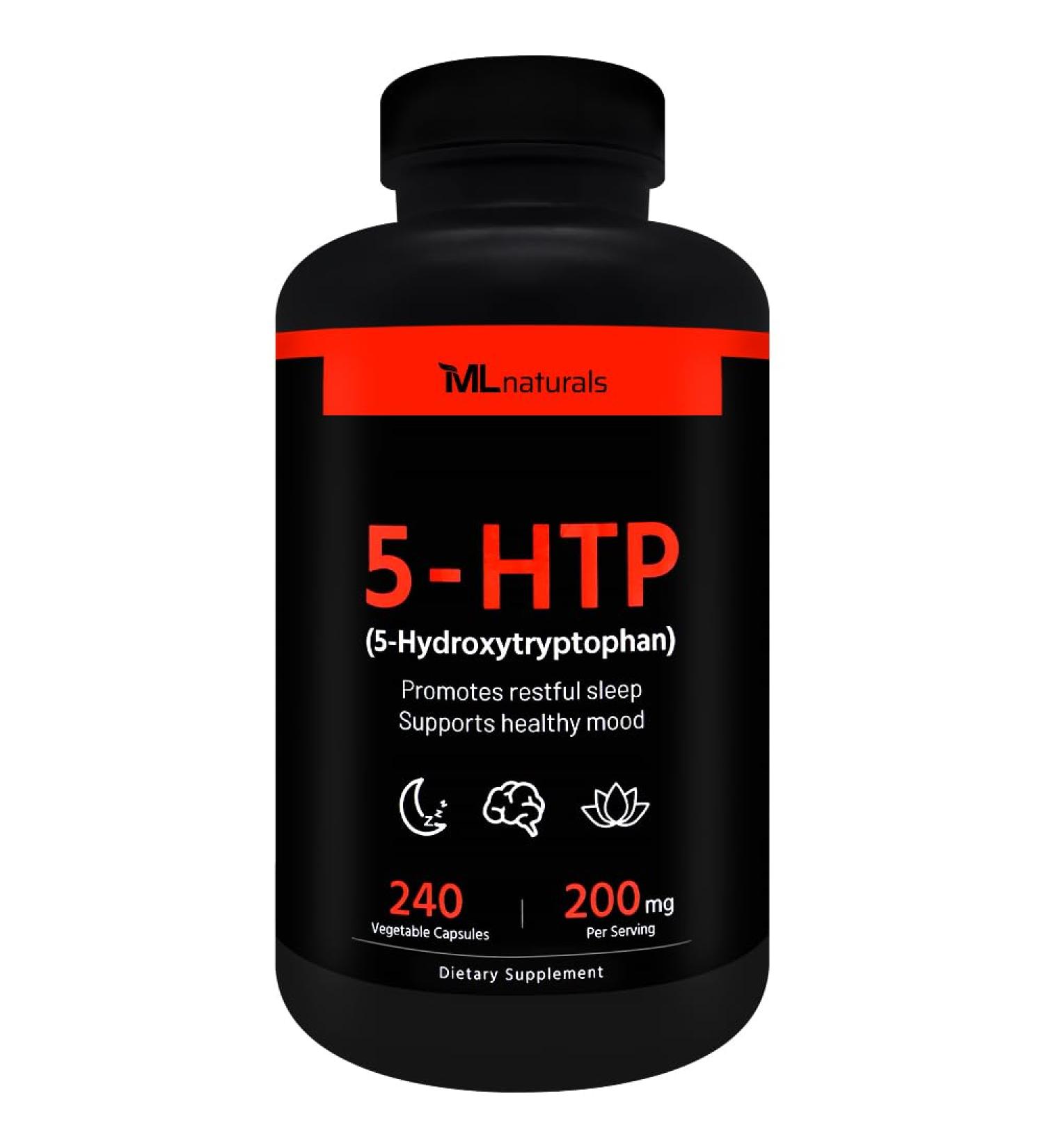 ML Naturals 5-HTP 200 mg Per Serving 240 Vegetable Capsules.99% Pure 5-HTP Non-GMO & Gluten Free 240 Count (Pack of 1) - Buy Online on GoSupps.com