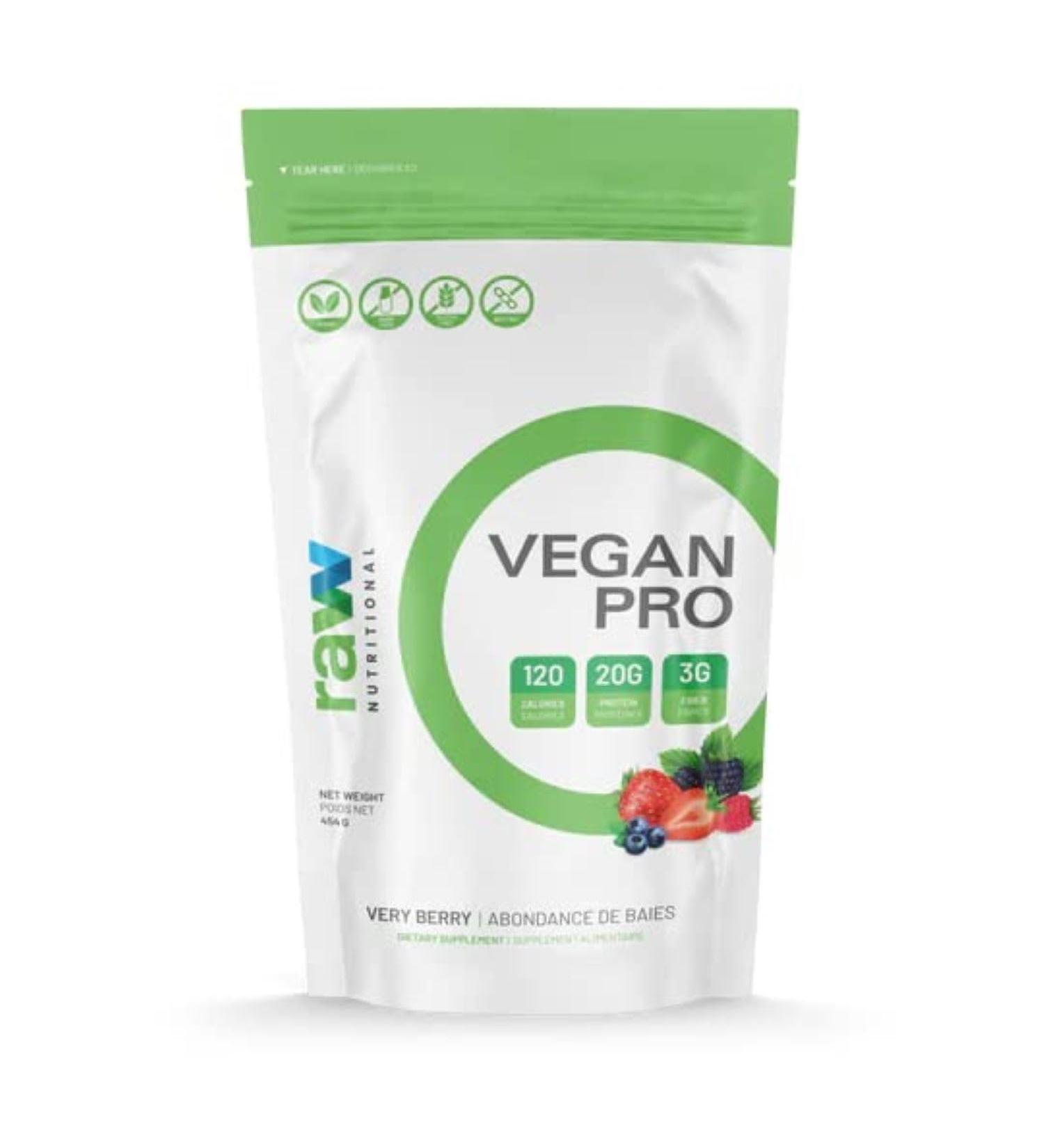 Raw Nutritional Vegan Pro Organic Plant Based Protein Powder | No Artificial Sweeteners | Non-GMO | Gluten-free | 20g Pea Protein Per Serving | 1LB (Very Berry) Very Berry 454.00 g (Pack of 1) - Buy Online on GoSupps.com