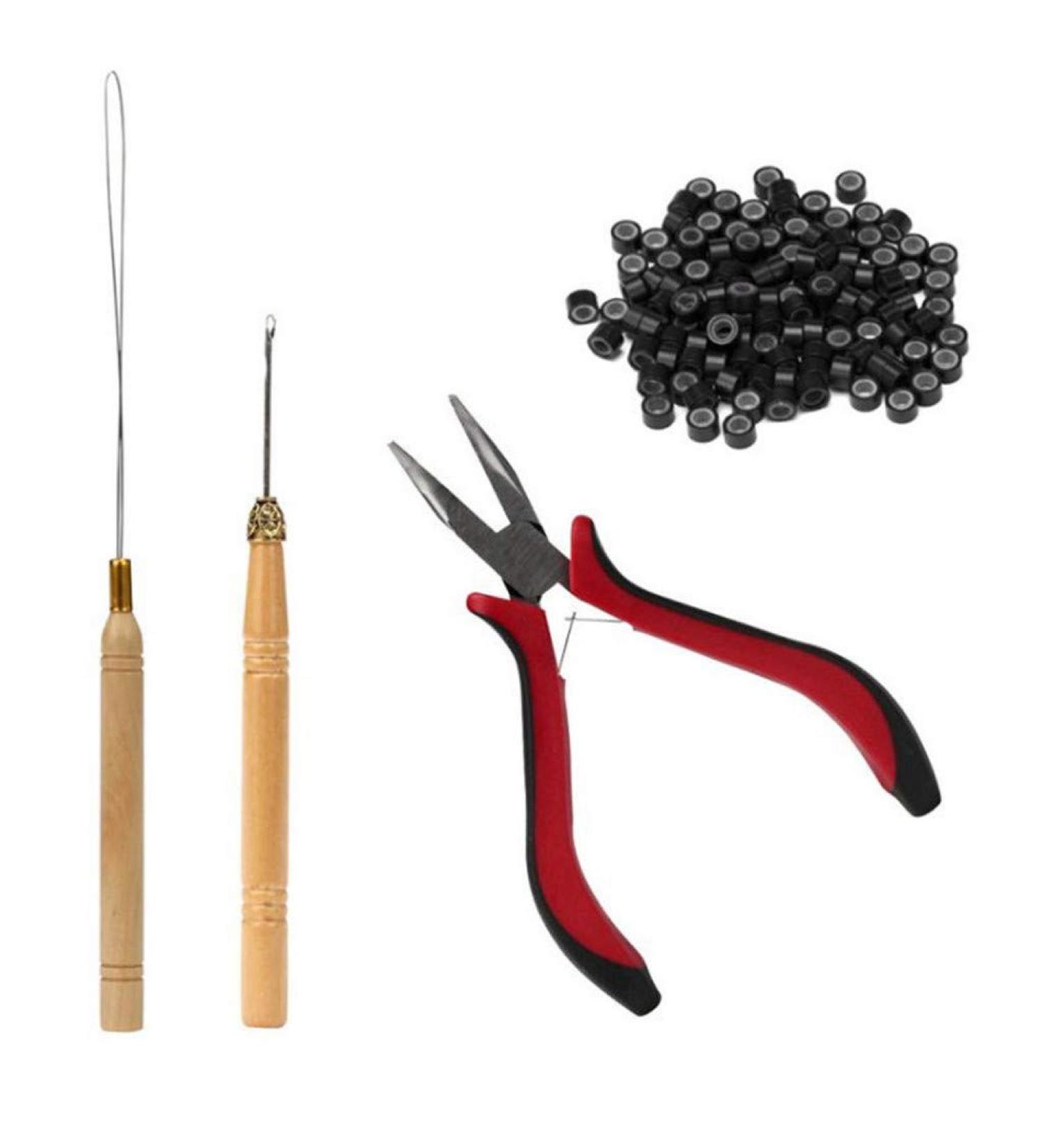 Professional Hair Extension Tool Pliers with 200PCS 5mm Silicone Rings for Micro Ring Link Hair Extensions - Buy Online on GoSupps.com