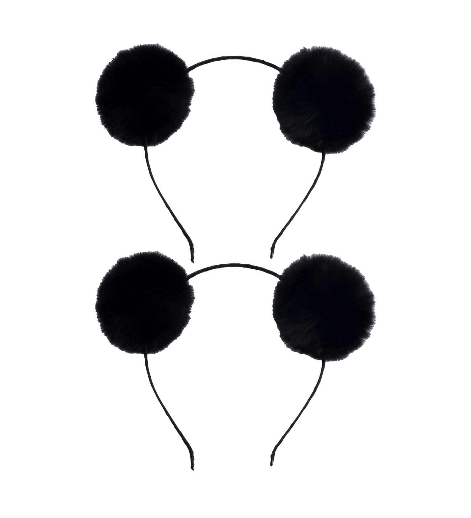 HAICN 2Pieces Pom Ball Headband Black Cute Ears Hairbands Hair Hoop Pom Pom Ball Ear Headband Holiday Party Costume Accessories for Kids Children - Buy Online on GoSupps.com