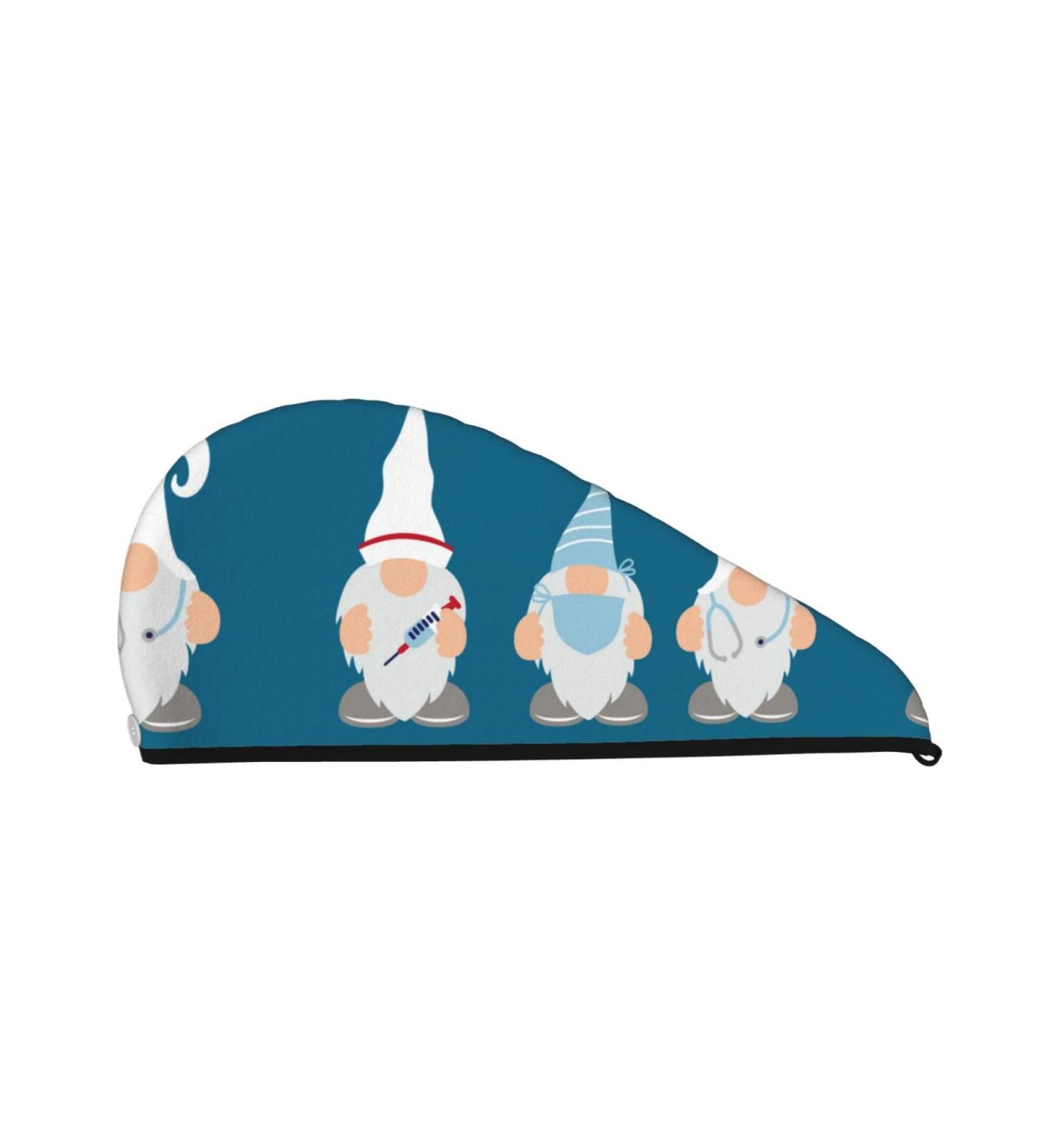Hair Towel Wrap for Quick Drying | Towel Turban with Button | Perfect for Nurses & Doctors - Gnomes Design - Buy Online on GoSupps.com