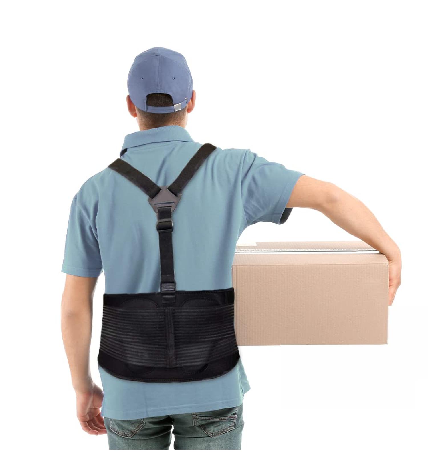 AllyFlex XL/XXL Sports Back Brace with Y-Shape Suspenders and Dual 3D Lumbar Support for Lifting Work - Relieve Pain and Prevent Injury - Buy Online on GoSupps.com