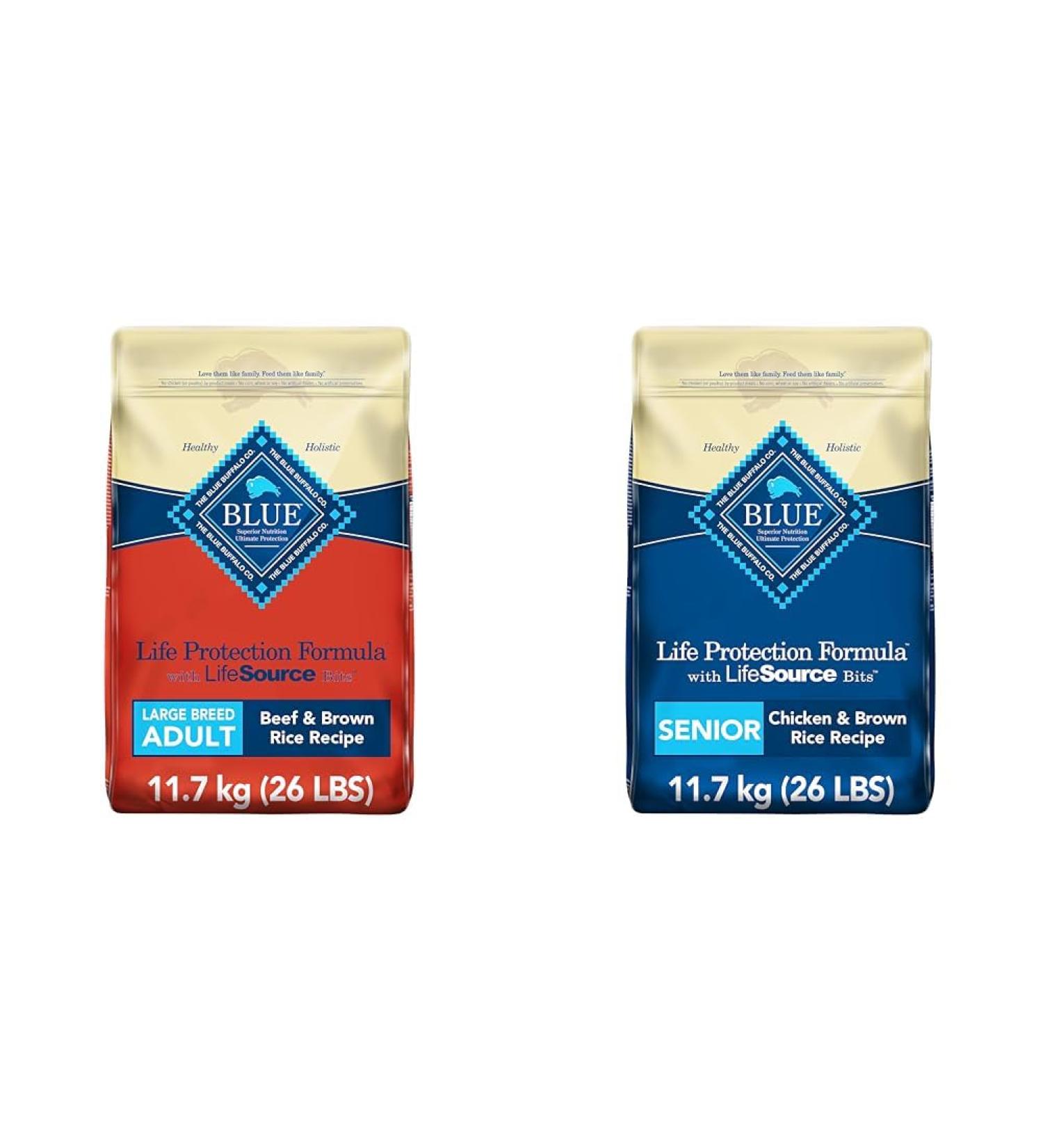 Blue Buffalo Life Protection Formula Large Breed Dog Food - Natural Dry Dog Food for Adult Dogs & Life Protection Formula Senior Dog Food - Natural Dry Dog Food for Senior Dogs - Chicke Beef + Dog Food Small Bag - Buy Online on GoSupps.com