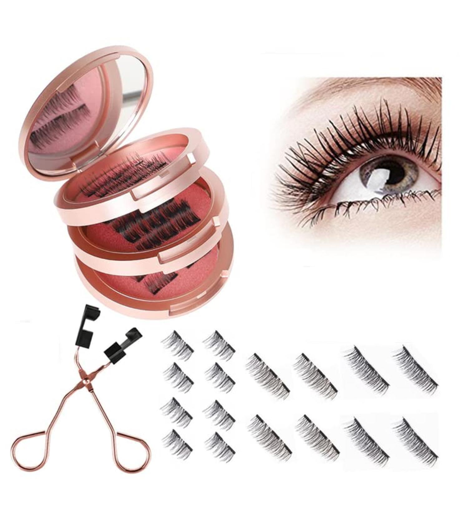 Reusable 3D Magnetic False Eyelashes - Natural Look, No Glue Needed (Pink, 4 Pairs/16 Pieces) - Buy Online on GoSupps.com