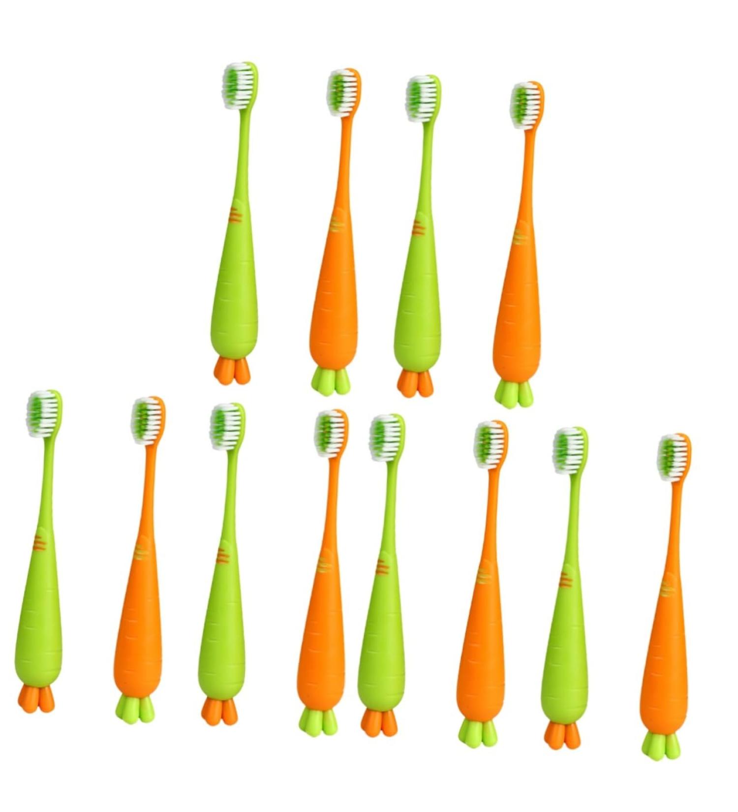 Minkissy 12 STK Carrot Toothbrushes for Kids | Fun Children's Hand Toothbrushes | Train Healthy Dental Habits - Buy Online on GoSupps.com
