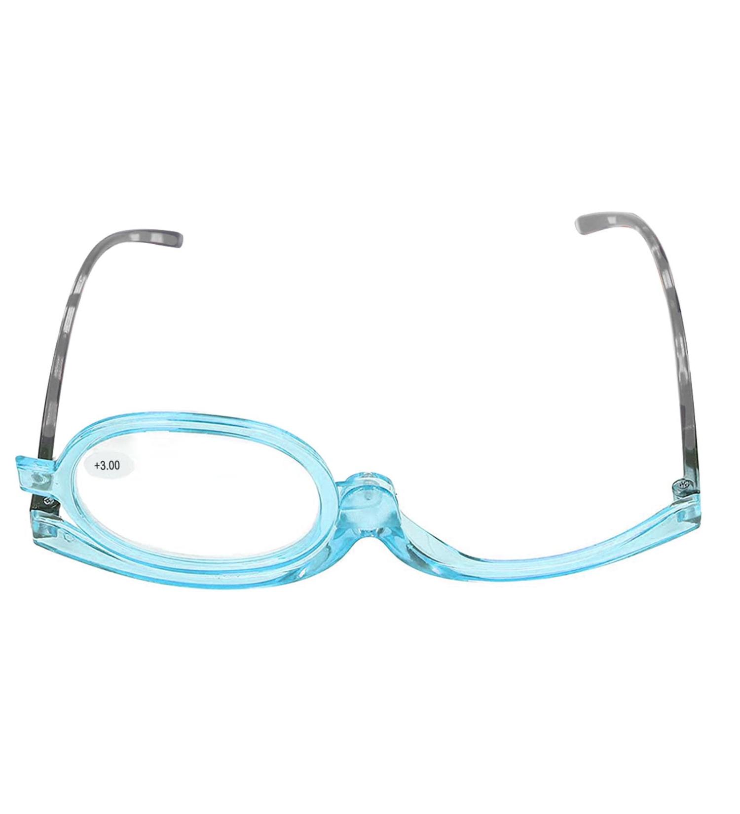 Buy Light Blue Foldable Makeup Reading Glasses +3.0 for Women - Stylish Visual Aid for Presbyopia - Buy Online on GoSupps.com