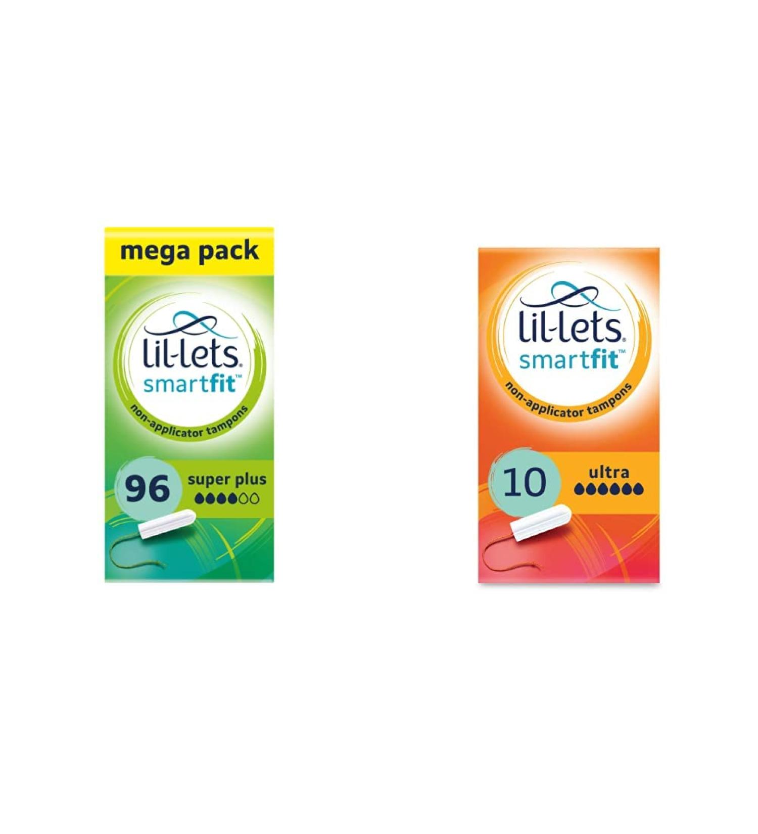 Lil-Lets Non-Applicator Super Plus Tampons X 96 | 6 Packs of 16 | Heavy Flow & Non-Applicator Ultra Tampons Pack of 10 + Ultra Tampons - Buy Online on GoSupps.com