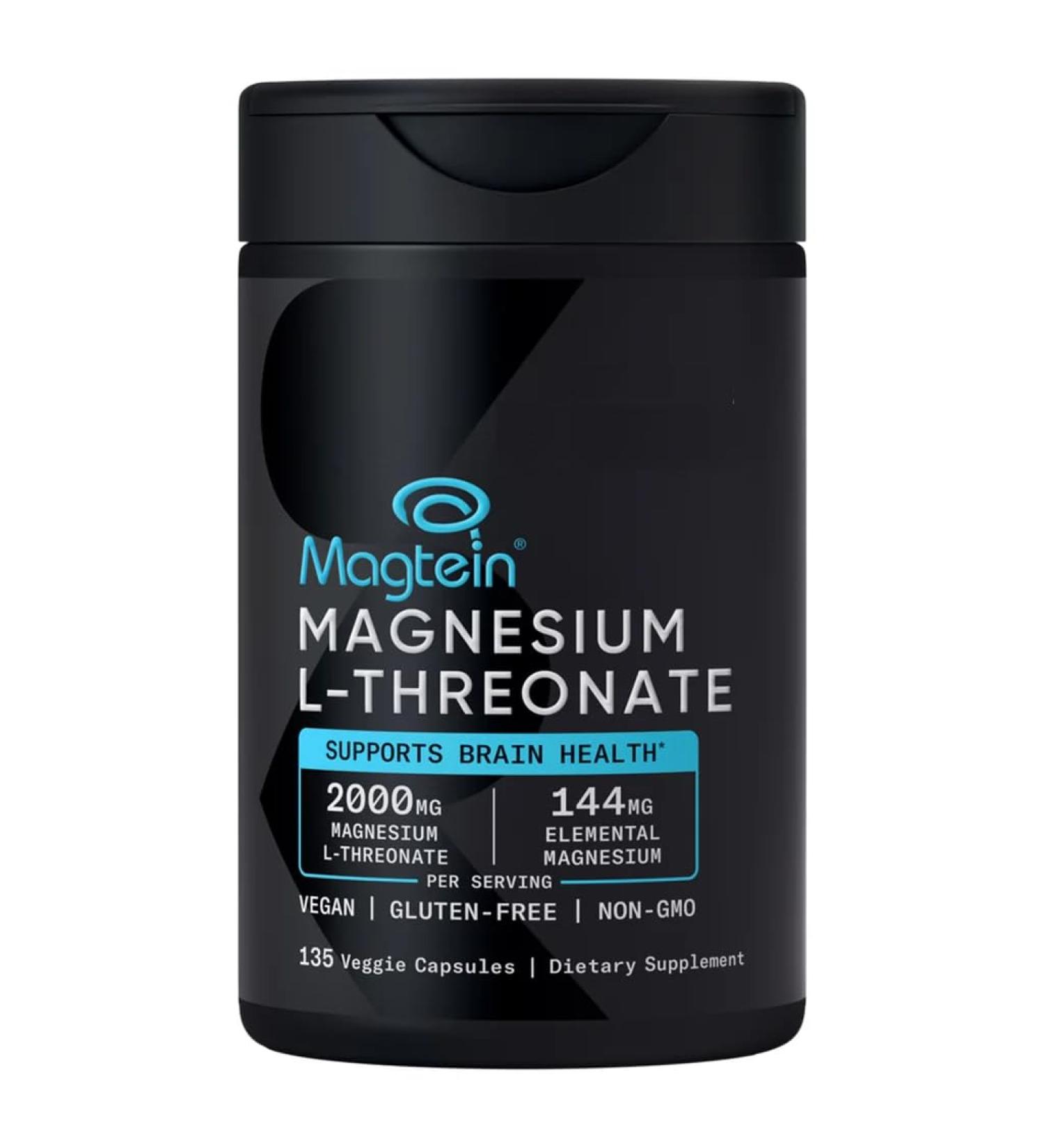 Magnesium L-Threonate Supplement 2000 mg with 144 mg Elemental Magnesium Brain-Supportive Formula Vegan & Gluten-Free 135 Veggie Capsules