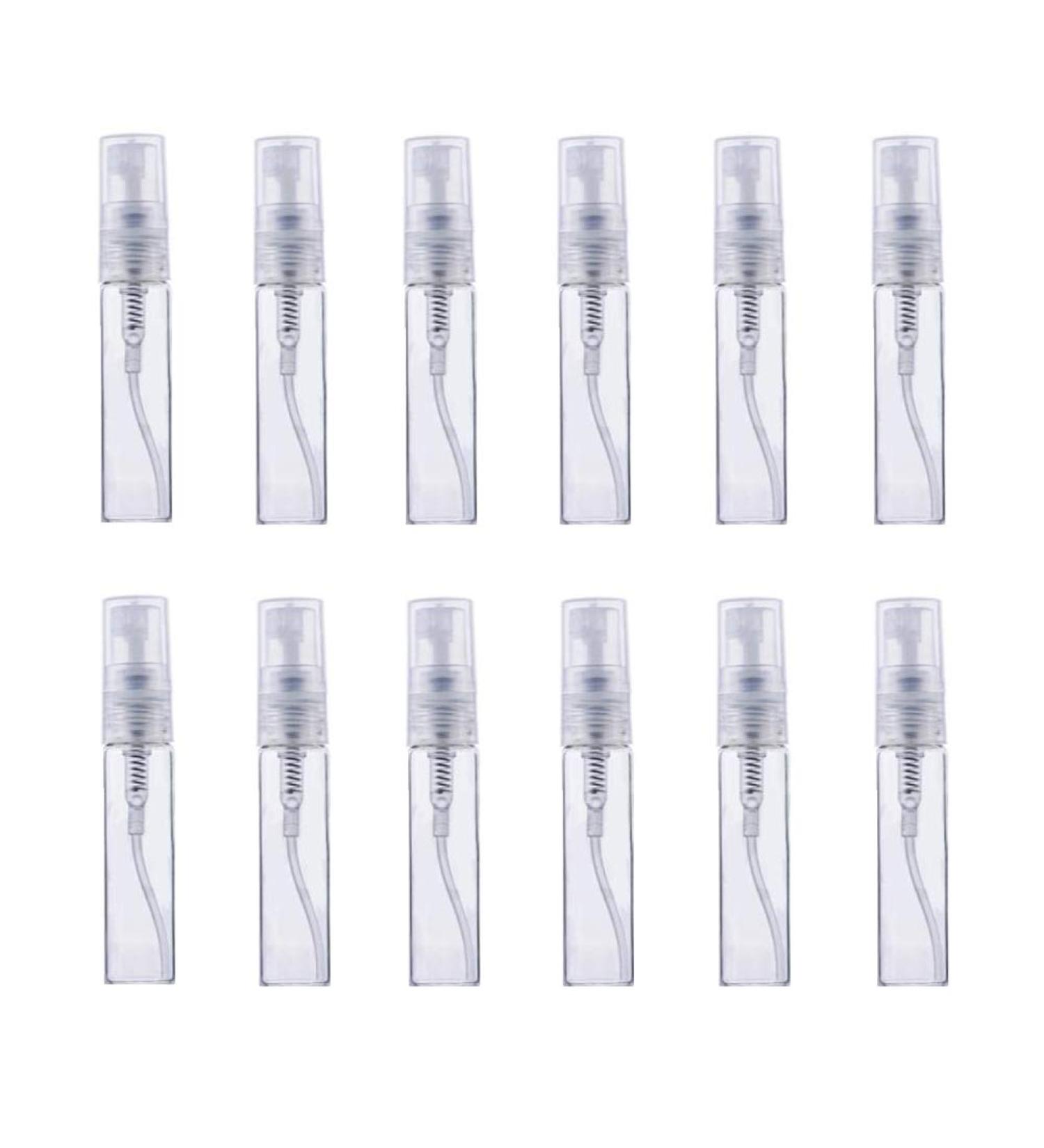 12 x 3ml Clear Mini Glass Spray Bottles - Refillable Perfume & Makeup Atomizers Portable Travel Containers - Buy Online on GoSupps.com
