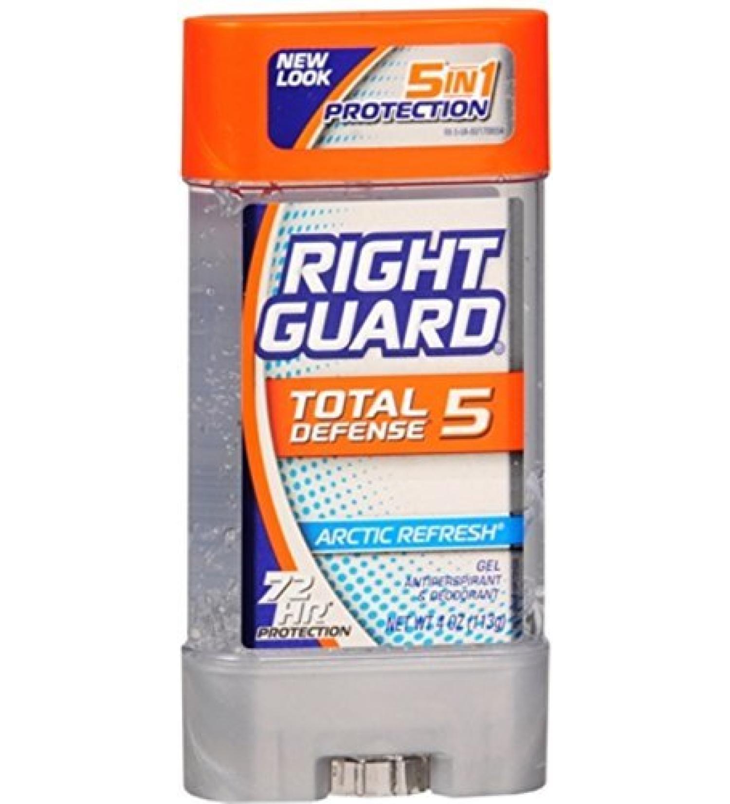 Right Guard Total Defense 5 Power Gel Antiperspirant Deodorant Arctic Refresh - 4 Oz (Pack of 12)