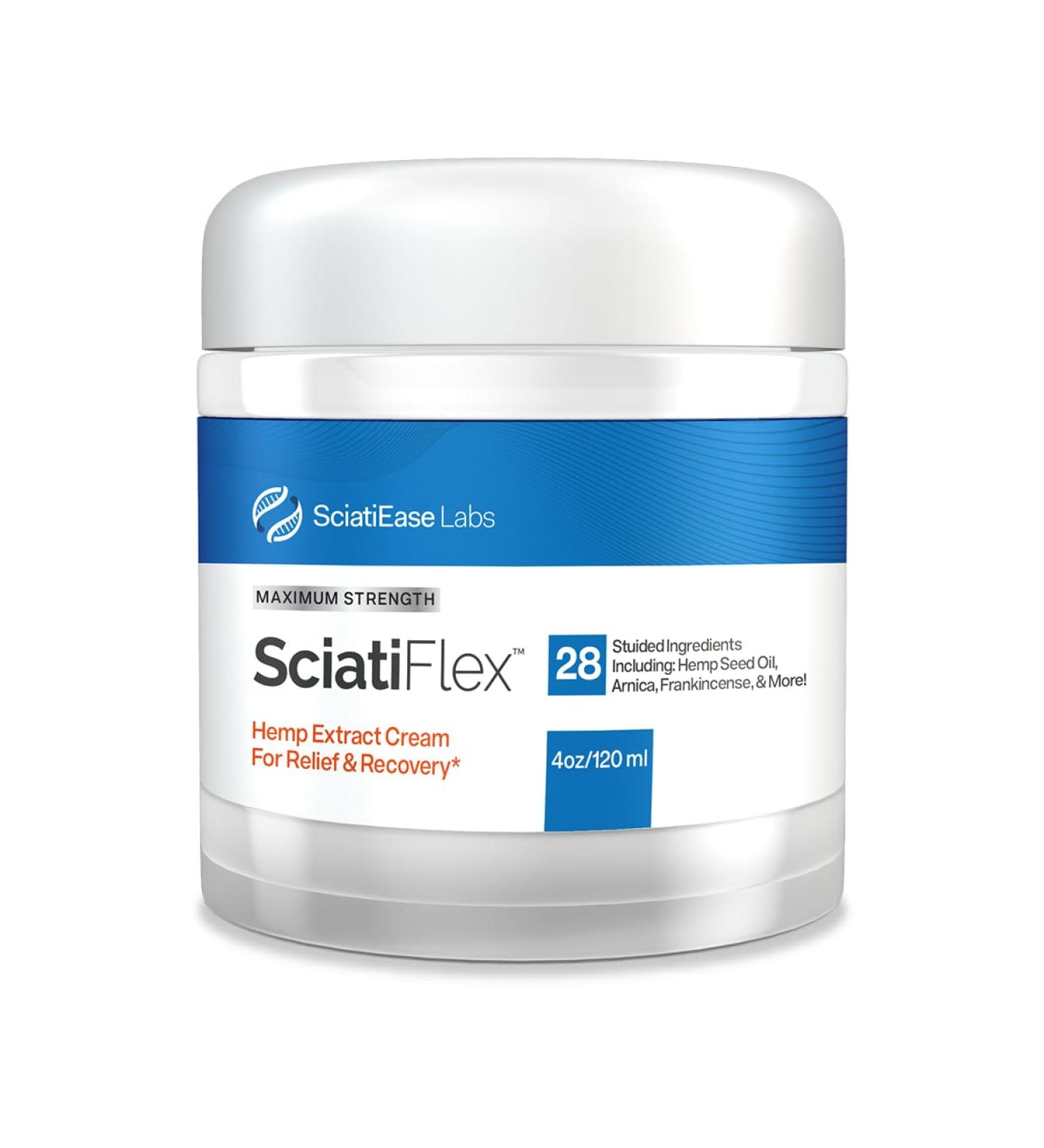 SciatiFlex Maximum Strength Sciatic Cream - Relieve Sciatic Nerve Pain in Lower Back Hips & Legs | Hemp & Arnica Formula - 4oz - Buy Online on GoSupps.com