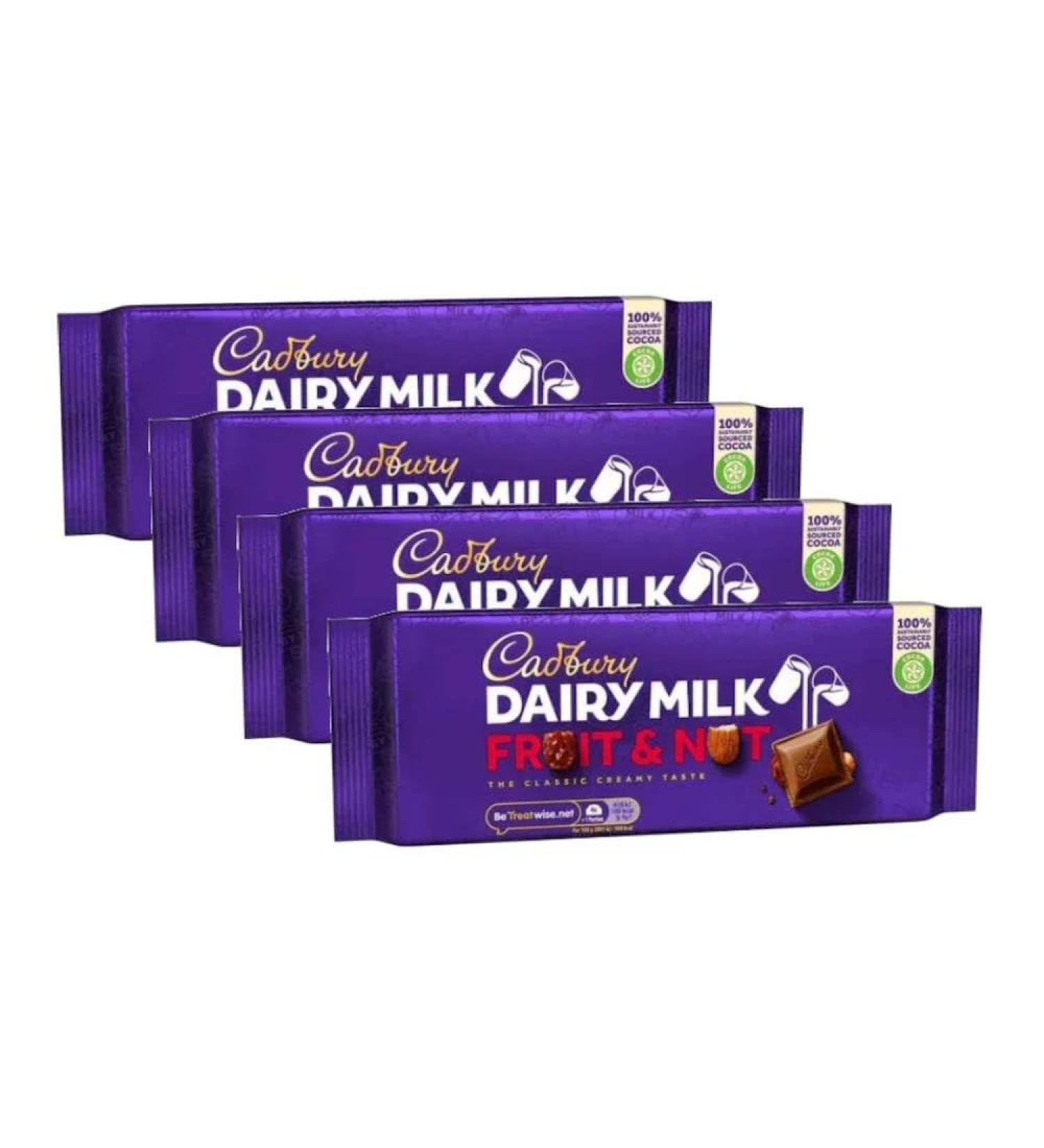 Cadbury Dairy Milk Fruit & Nut Chocolate Bar 180g (4 Pack) Imported from the UK