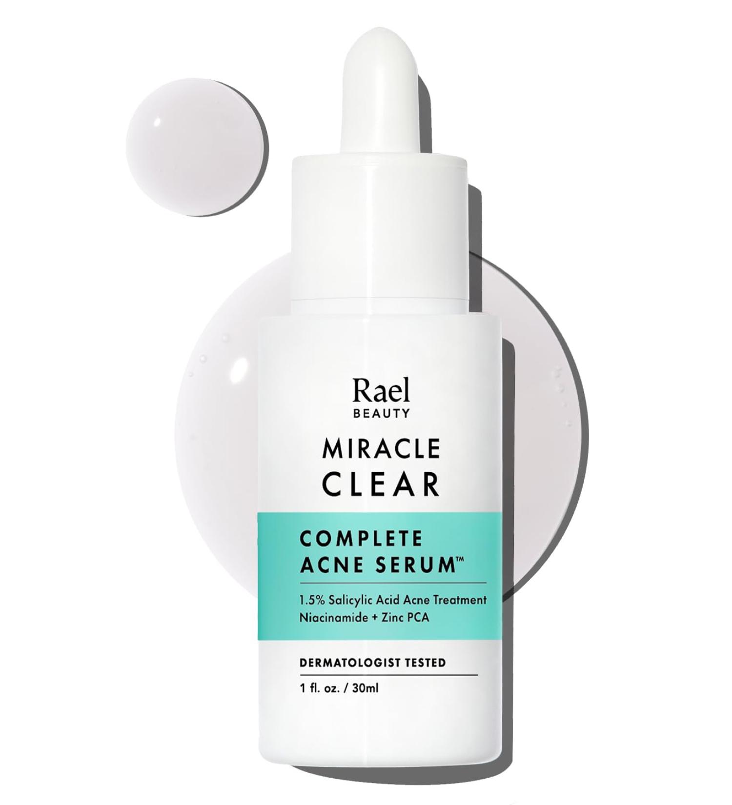 Rael Miracle Clear Acne Treatment Serum - 1.5% Salicylic Acid 2% Niacinamide Pore Minimizer Even Skin Tone | Korean Skincare (1oz 30ml) - International Shipping - Buy Online on GoSupps.com