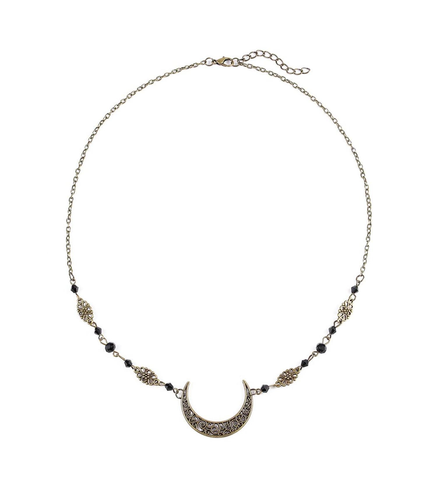 Yalice Boho Crescent Moon Head Chain | Vintage Crystal Hair Accessory for Women and Girls | Bronze-1 - Buy Online on GoSupps.com