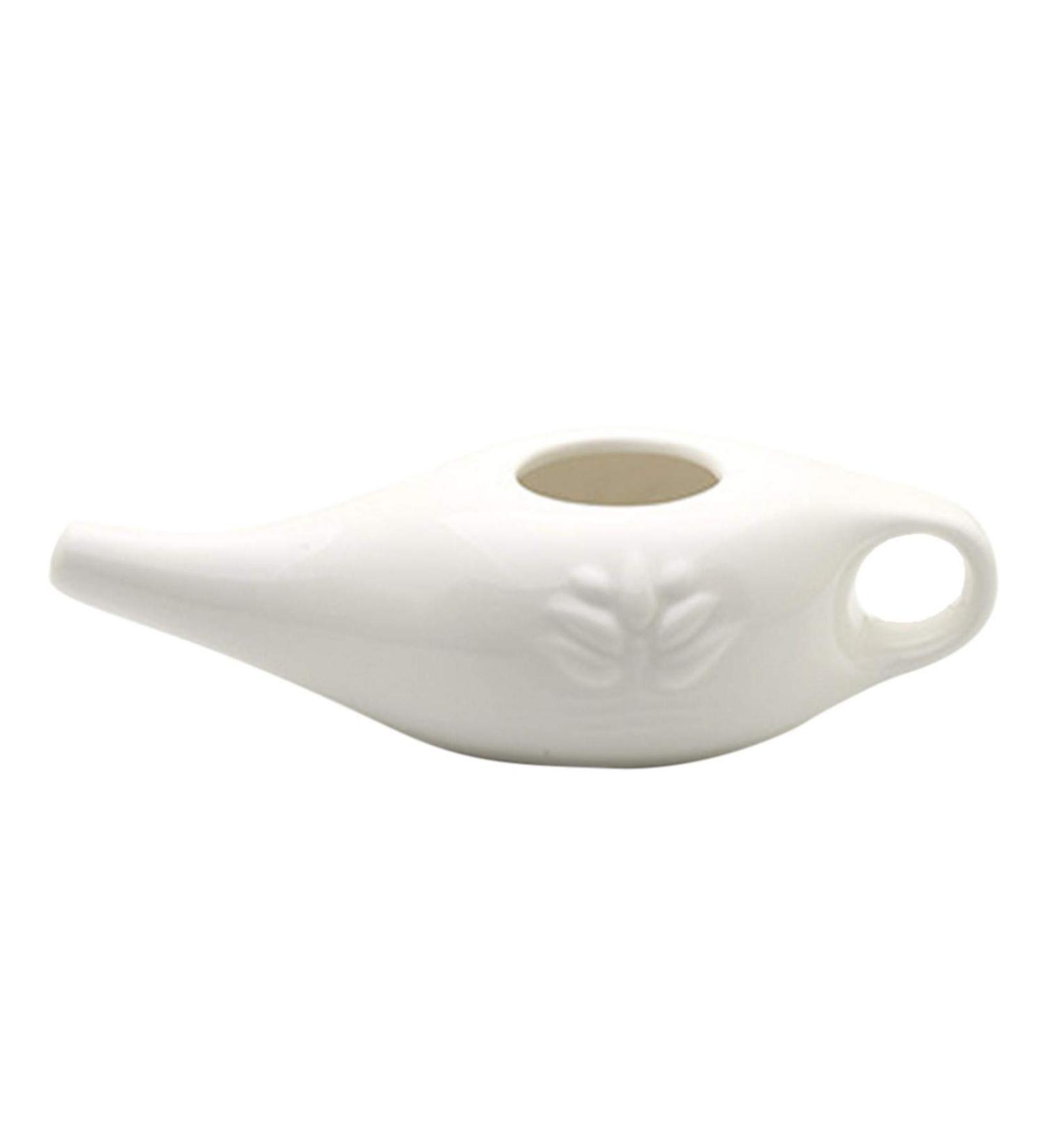 Ceramic Neti Pot 250ml Durable Ceramic Neti Pot with Handle Handcrafted Nasal Washing Jug Comfortable Spout Pot for Sinus Rhinitis Allergy Relaxing White - Buy Online on GoSupps.com