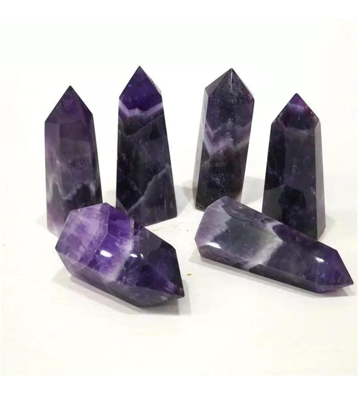 1pc Natural Dream Amethyst Quartz Gemstone Purple Crystal Point Tower 55MM-65MM for Decoration Natural Stones Household Stone Mineral Specimen