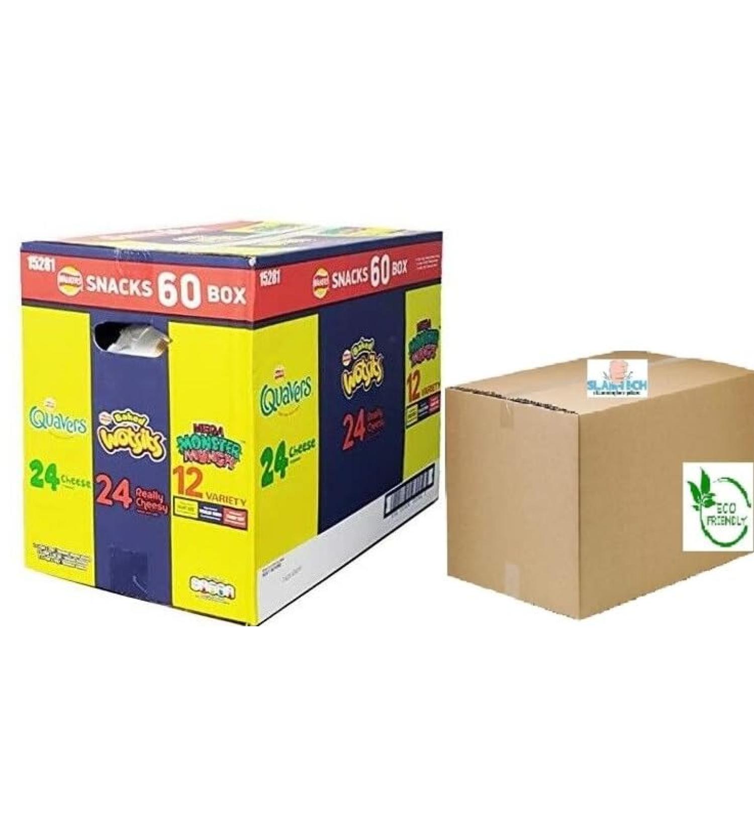 Walkers Crisps Snack Variety Box 60 Pack Quavers Baked Wotsits Mega Monster Munch Crisps Snack Mix Party Box Boxed Slamtech
