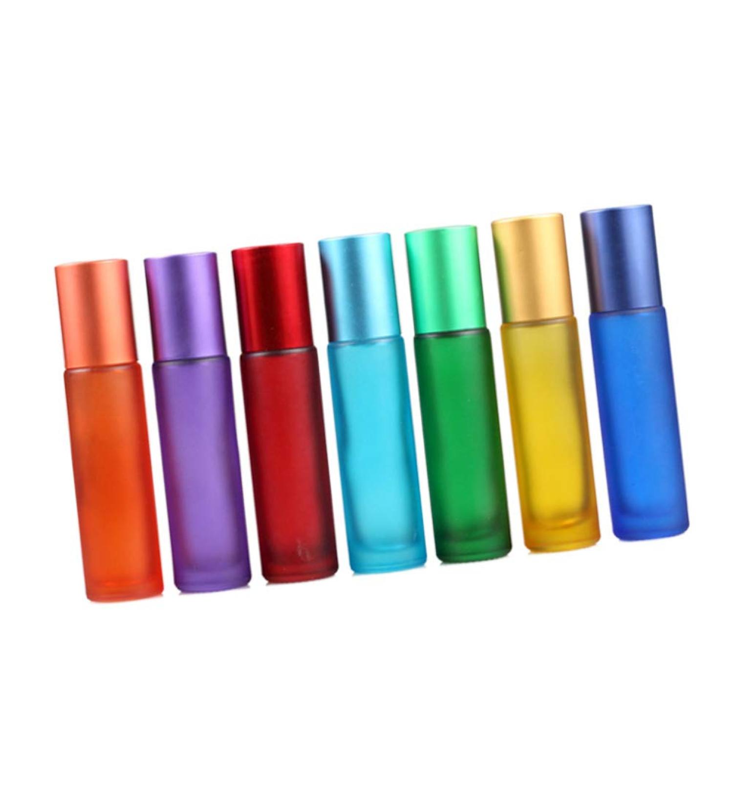 LEUYA 7Pcs 10ml Frosted Glass Oil Roller Bottles - Refillable Perfume Containers with Steel Roller Balls for Home & Travel Use - Buy Online on GoSupps.com