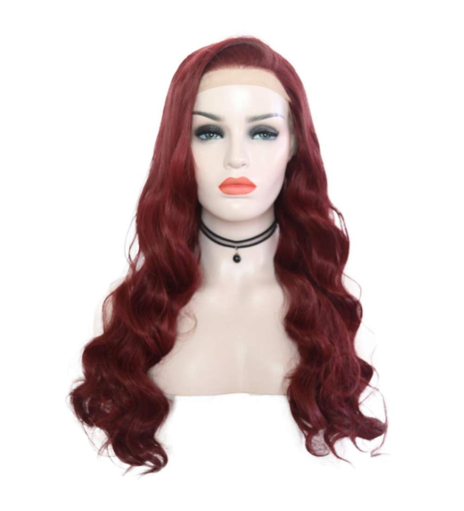 SHIYID High Temperature Fiber Frontal Full Hair Wigs Long Deep Wave Platinum Blonde Burg Synthetic Lace Front Wig