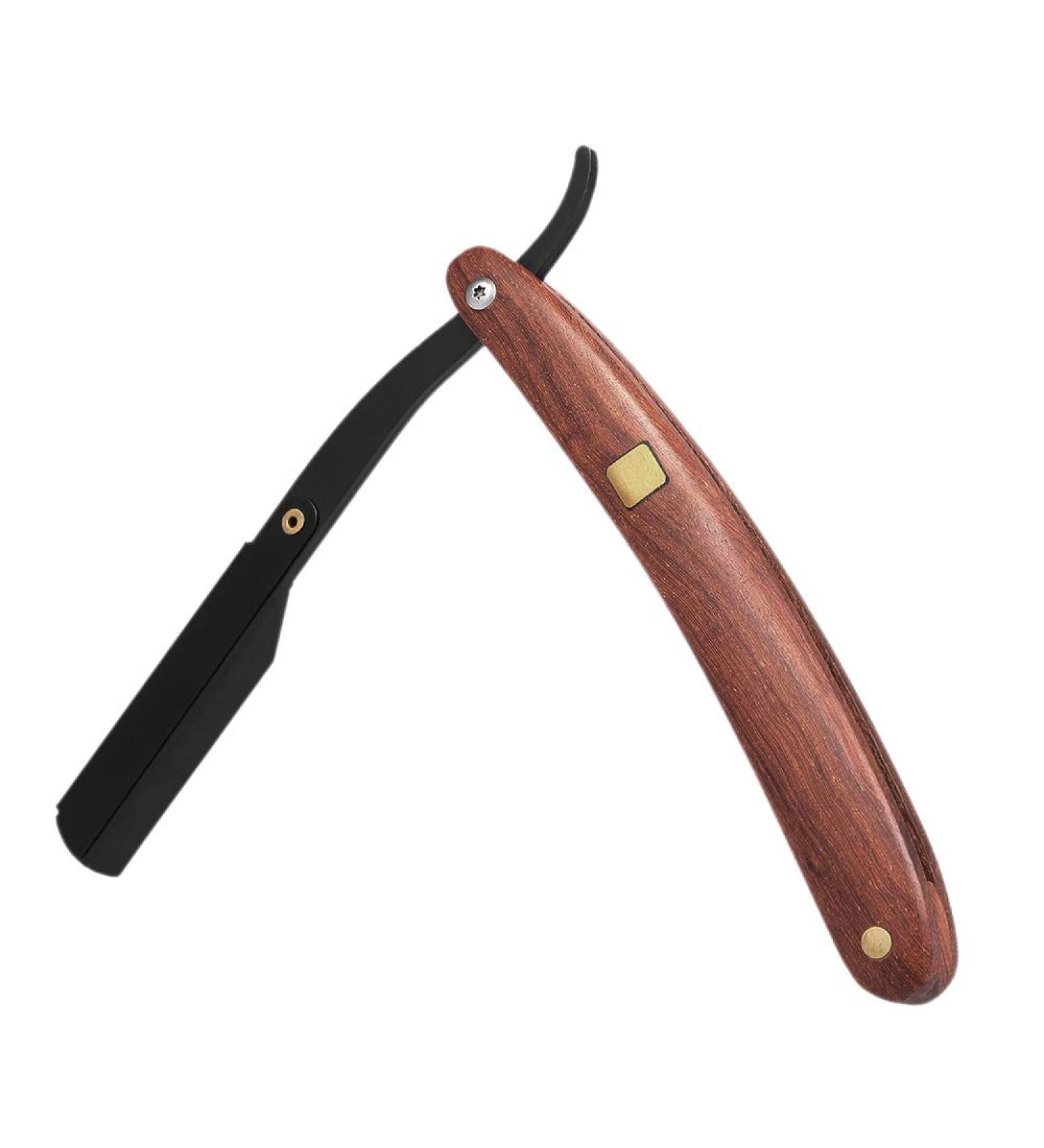 Vaorwne Stainless Steel Folding Razor Knife - Premium Barber Shaving Tool with Wooden Handle for Precision Beard Grooming - Buy Online on GoSupps.com