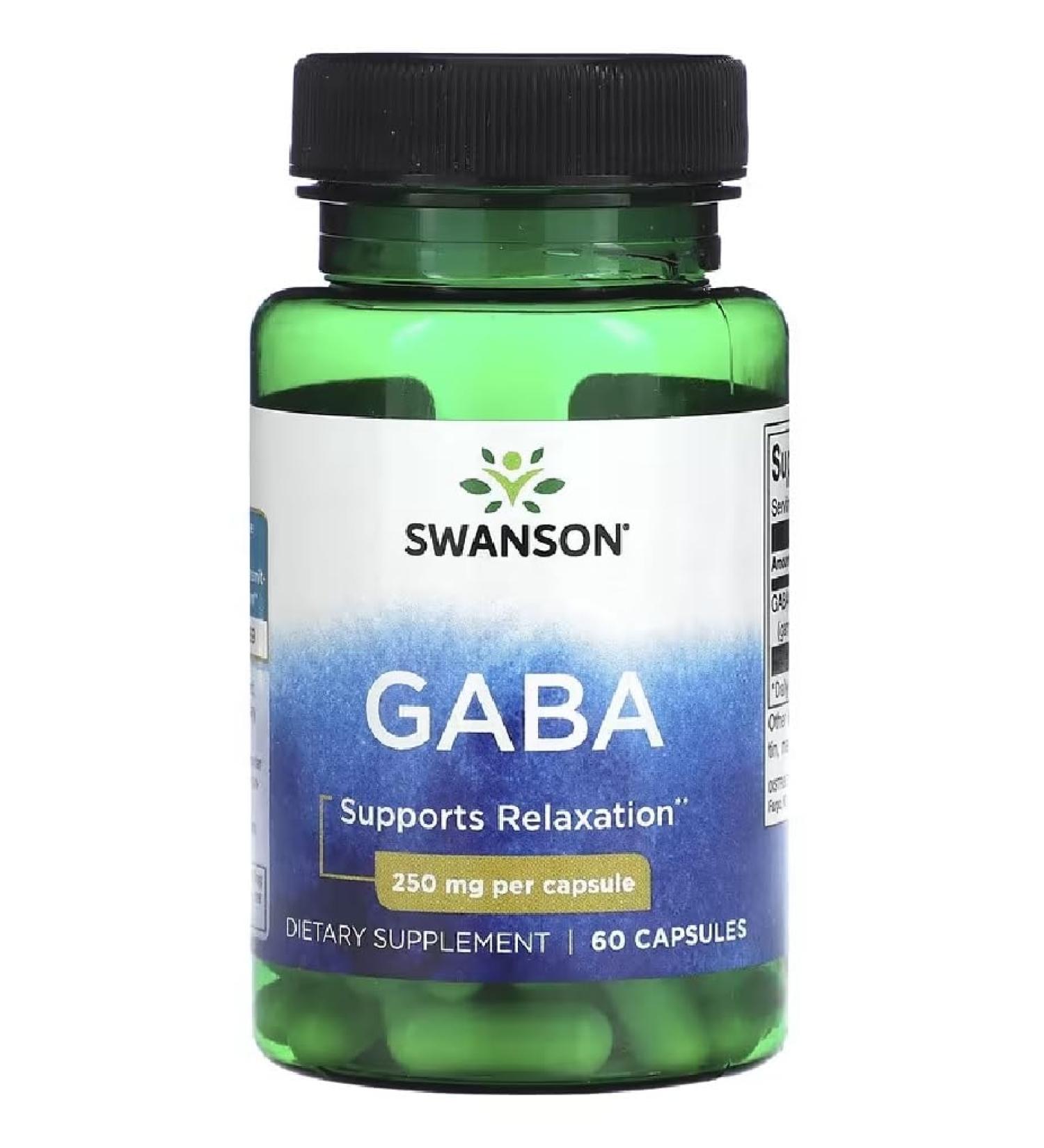 Swanson - GABA (Gamma-Aminobutyric Acid) | Relaxation & Stress Reduction | 250mg per capsule - 60 capsules
