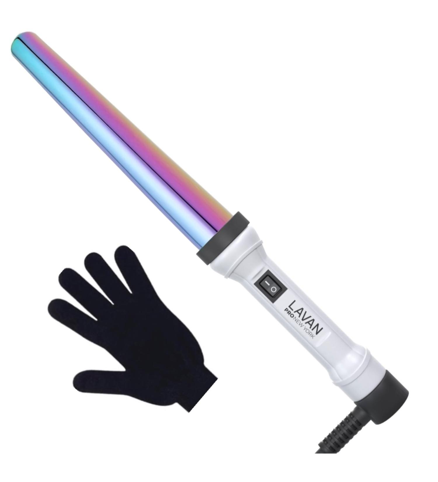 Professional Titanium Curling Wand 0.75-1.25 Inch | Rainbow Ceramic Iron for Frizz-Free Beach Waves | Durable Hot Tool with Glove - Buy Online on GoSupps.com