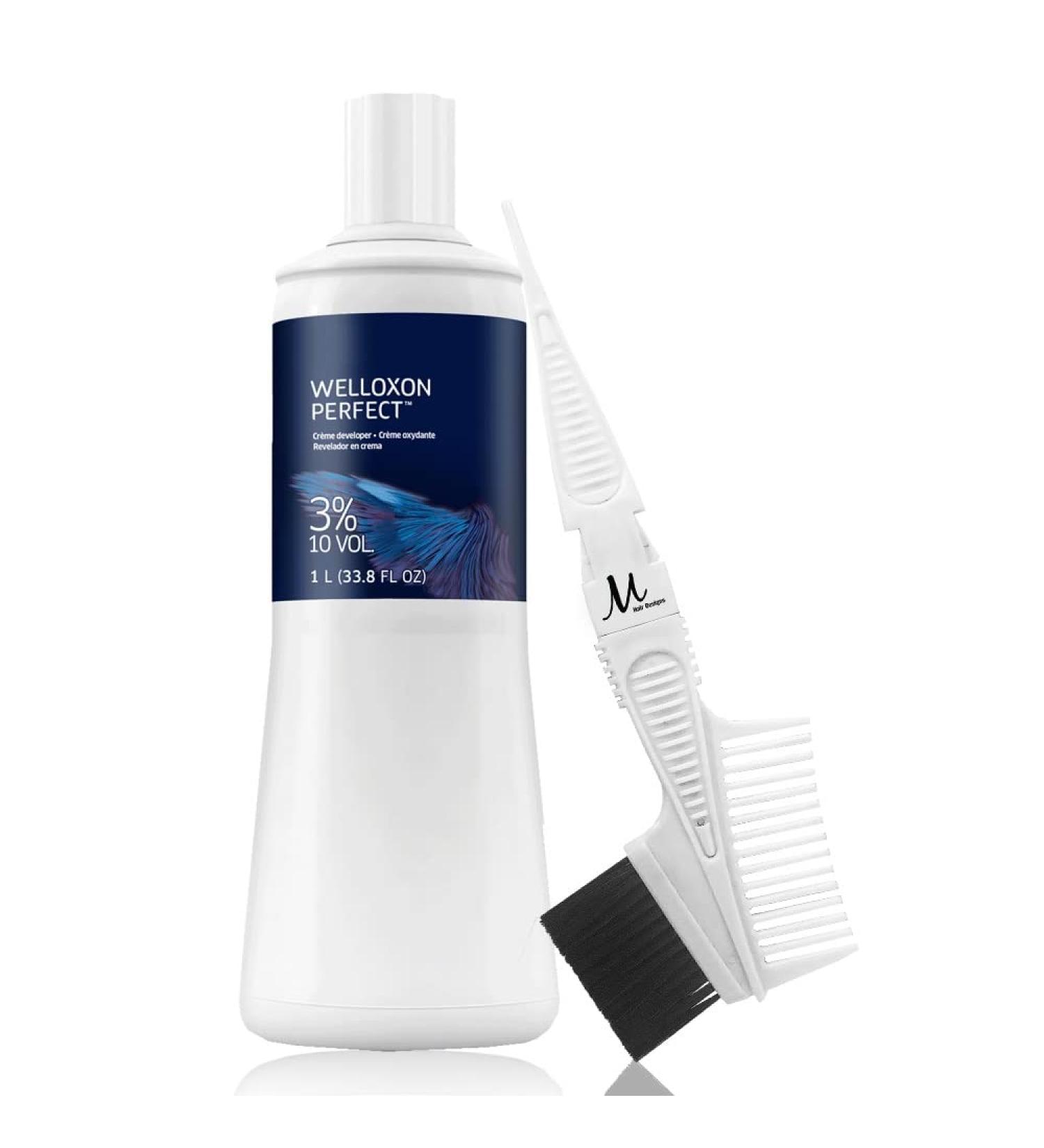 M Hair Designs Tint Brush/Comb for Welloxon Perfect Developer 3% 10 Volume 33.8 Ounce (Bundle 2 items) 1-Liter 10 Volume-