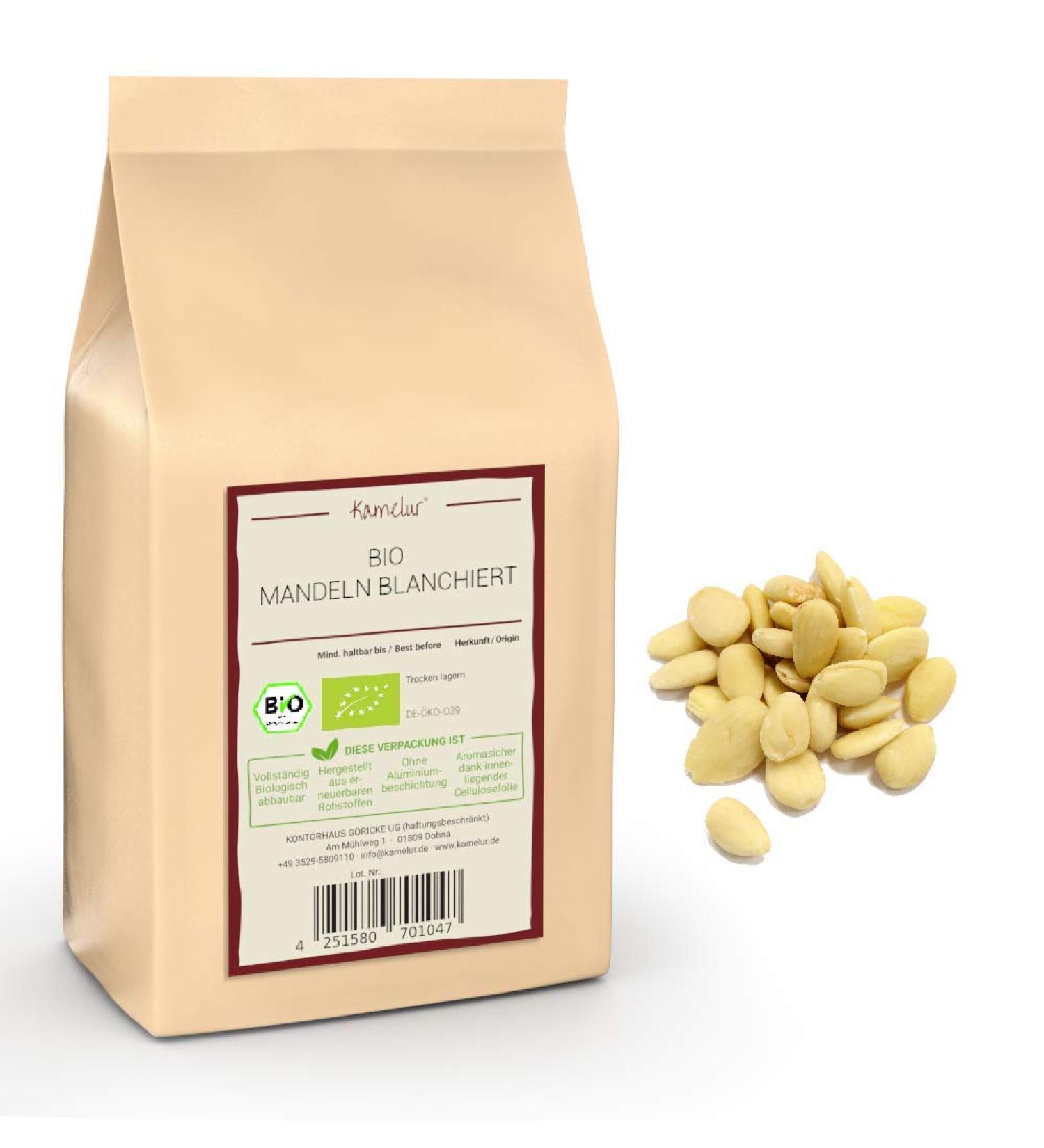 1kg of blanched organic almonds whole sweet almond kernels without skin unsalted - Buy Online on GoSupps.com