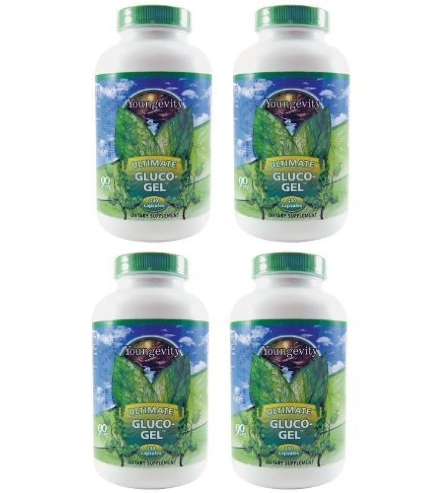 (INTERNATIONAL SHIPPING) 4 Bottles Ultimate Gluco-Gel 240 Capsules Each Youngevity Glucosamine Sulfate 500mg Joint Support