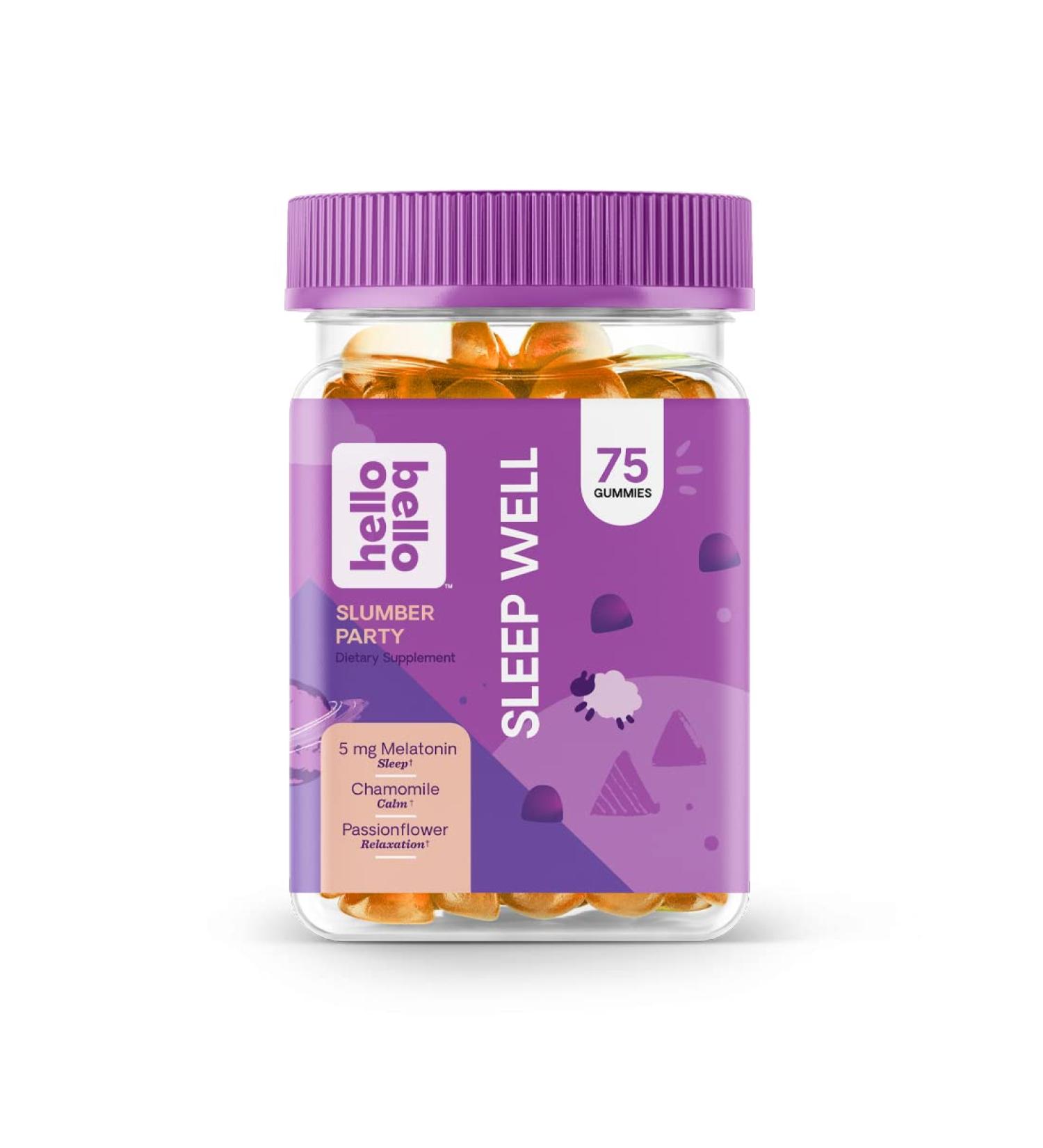 Hello Bello Sleep Well Melatonin Gummies | 5mg Vegan, Non-GMO | 75 Count | Natural Berry Flavor with Botanicals - Buy Online on GoSupps.com