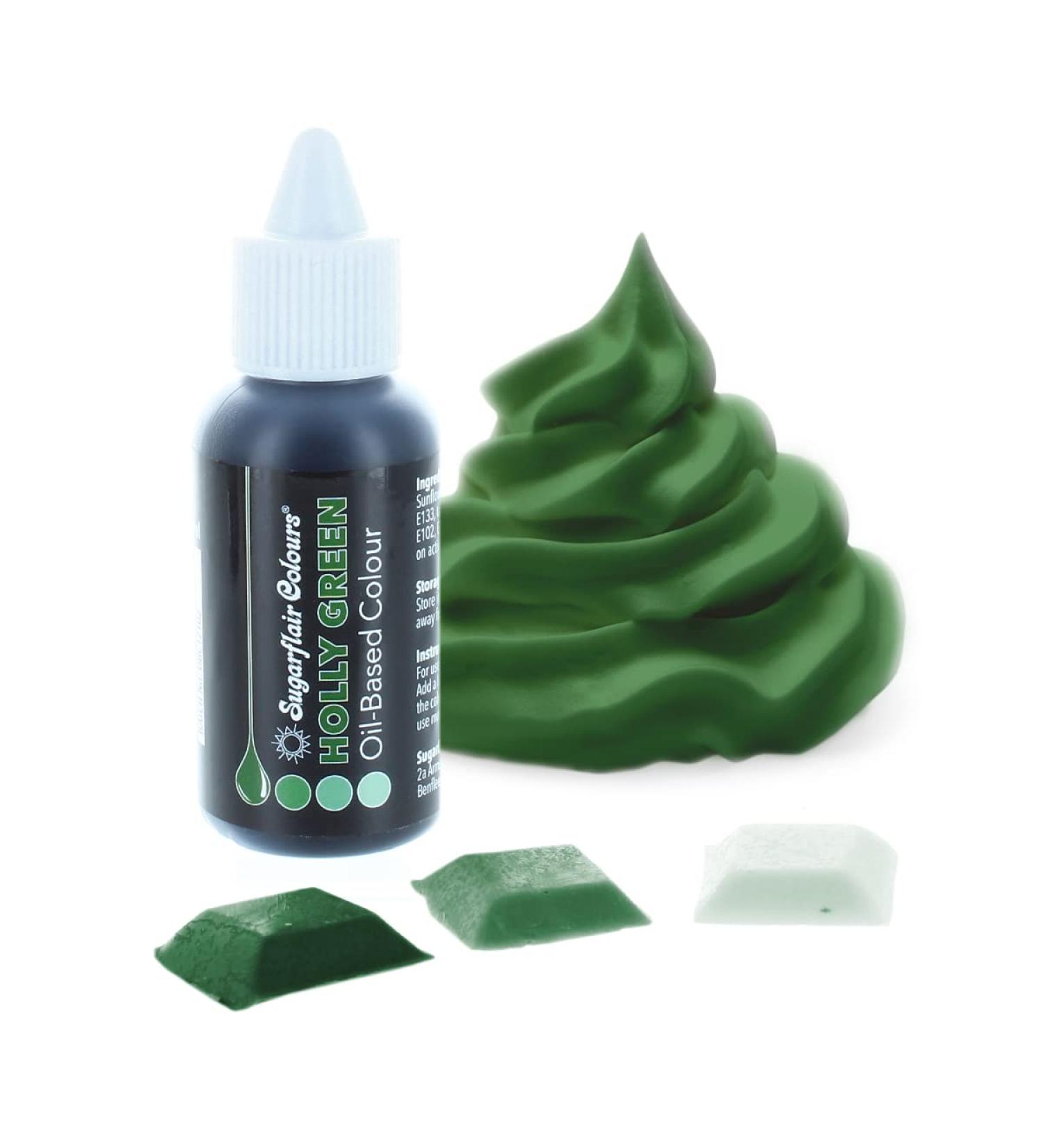 Sugarflair Holly Green Oil Based Food Colouring - 30ml | Concentrated Edible Color for High Fat Foods - Buy Online on GoSupps.com