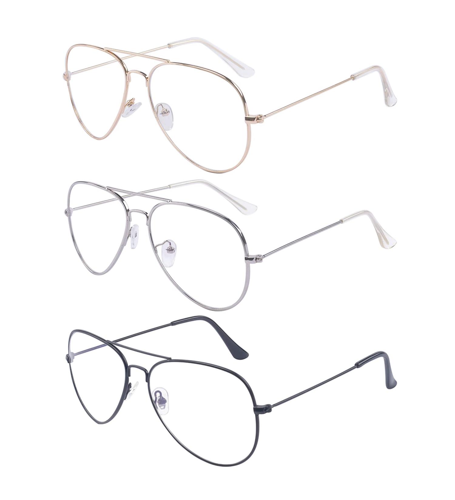 ALWAYSUV Classic Vintage Metal Frame Glasses - Black Gold & Silver Decorative Eyewear for Stylish International Shipping - Buy Online on GoSupps.com